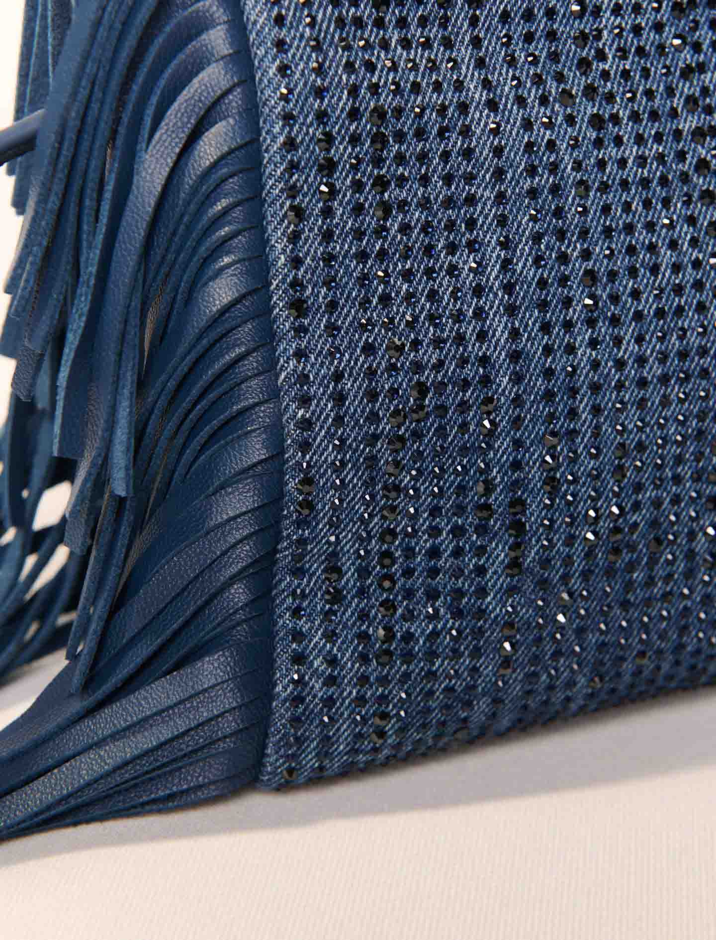 Rhinestone denim M Mini bag