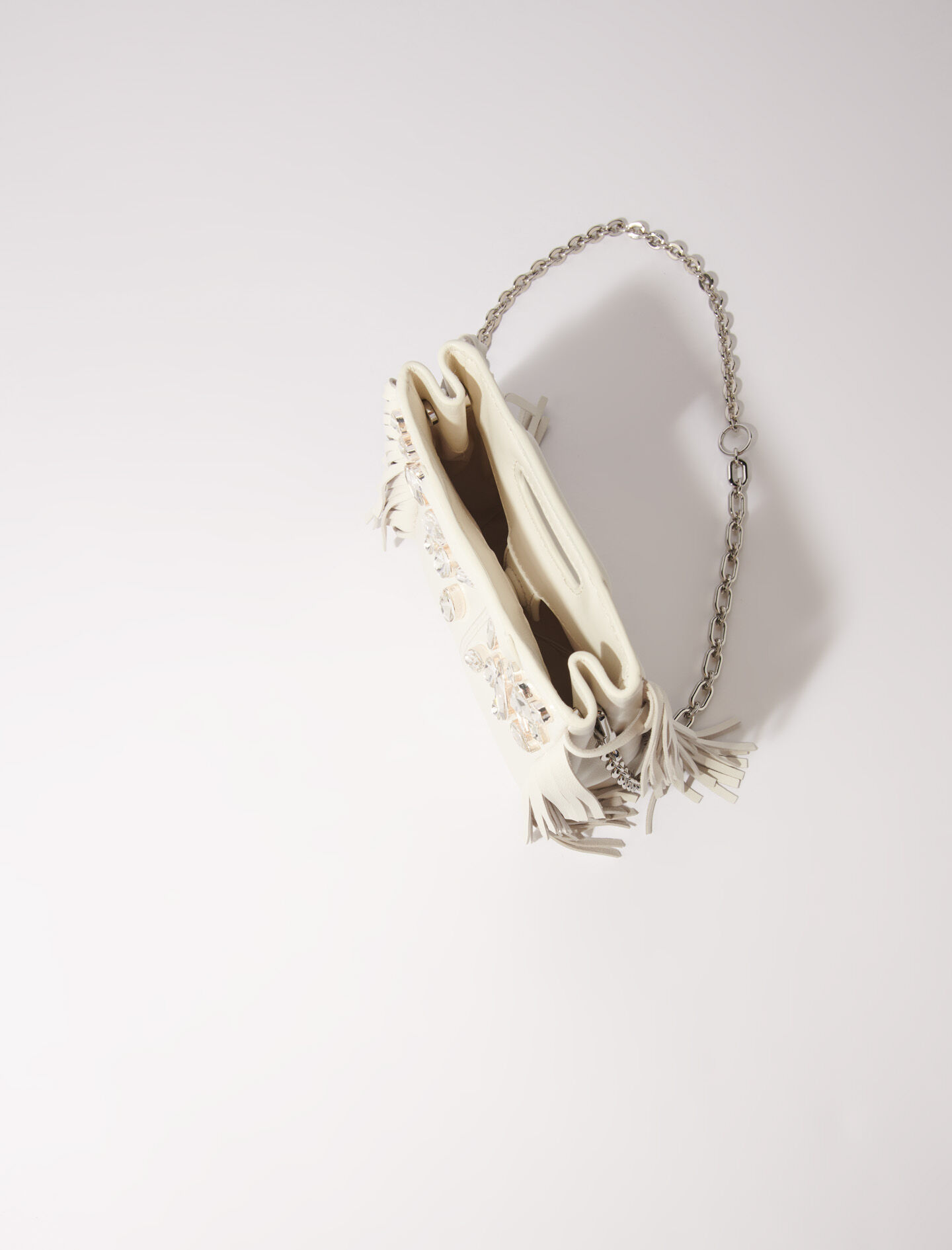 Mini embossed-leather M bag with chain