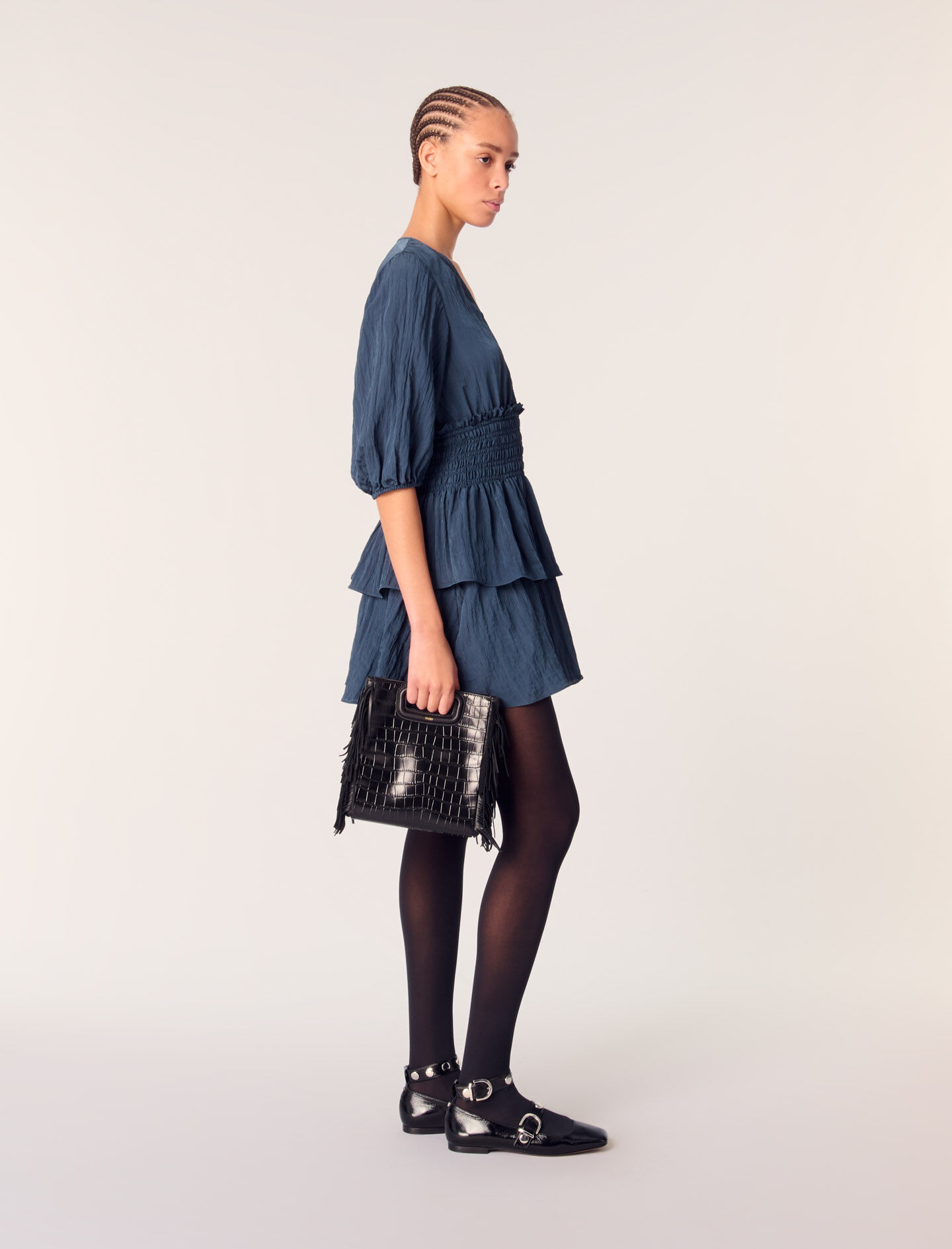 M bag in crocodile-effect leather