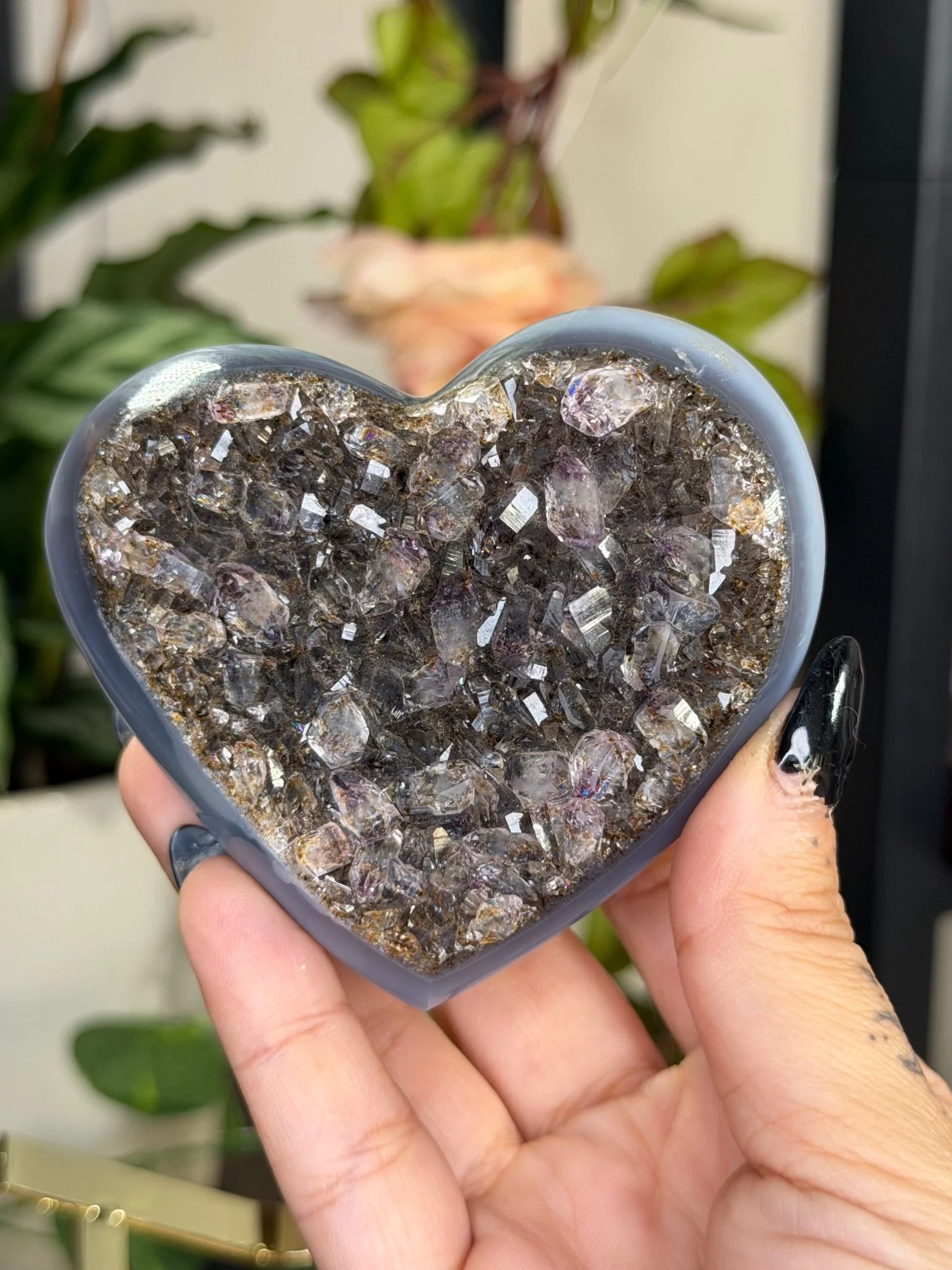 Black Amethyst and Agate Heart | 204g