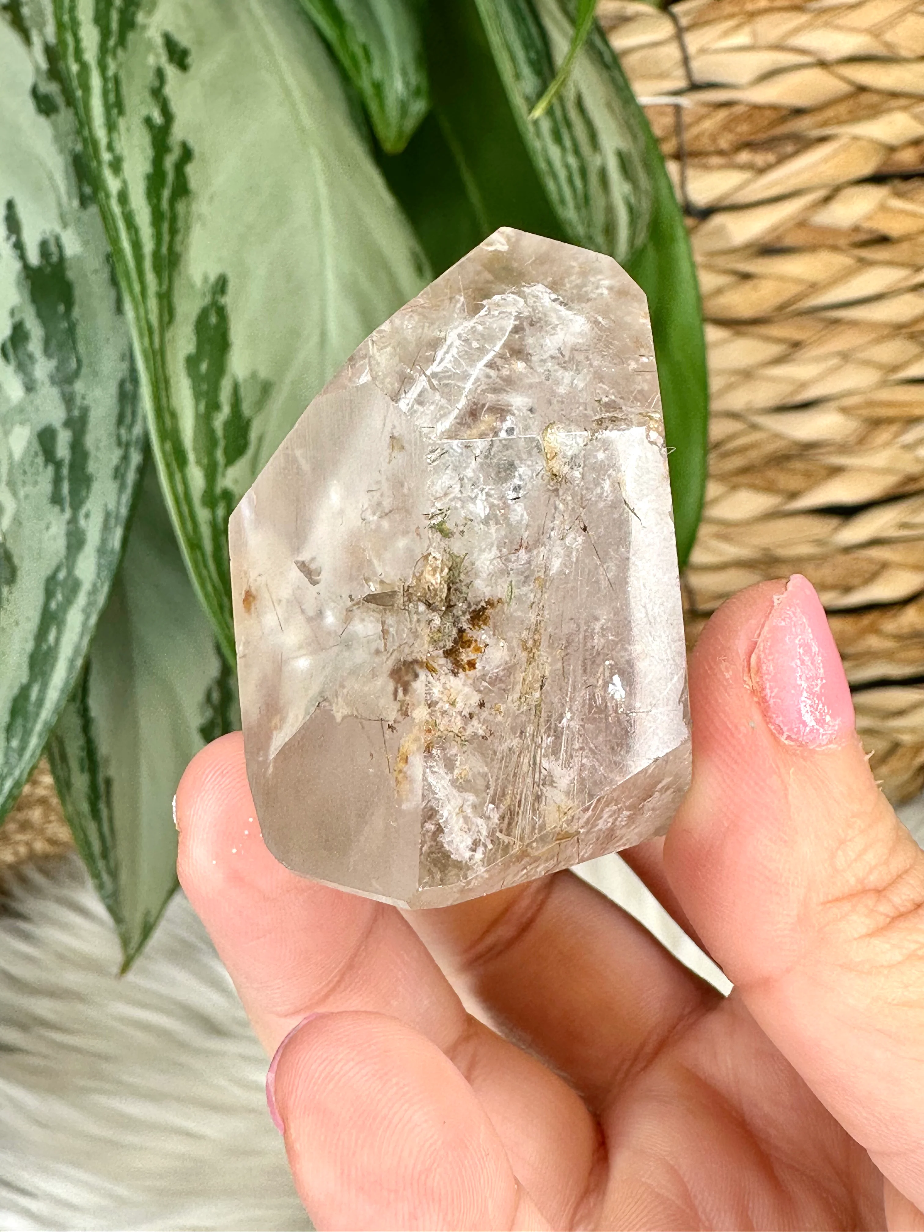 Clear Quartz Tower with SILVER & Gold Rutile | 96g | Unusual