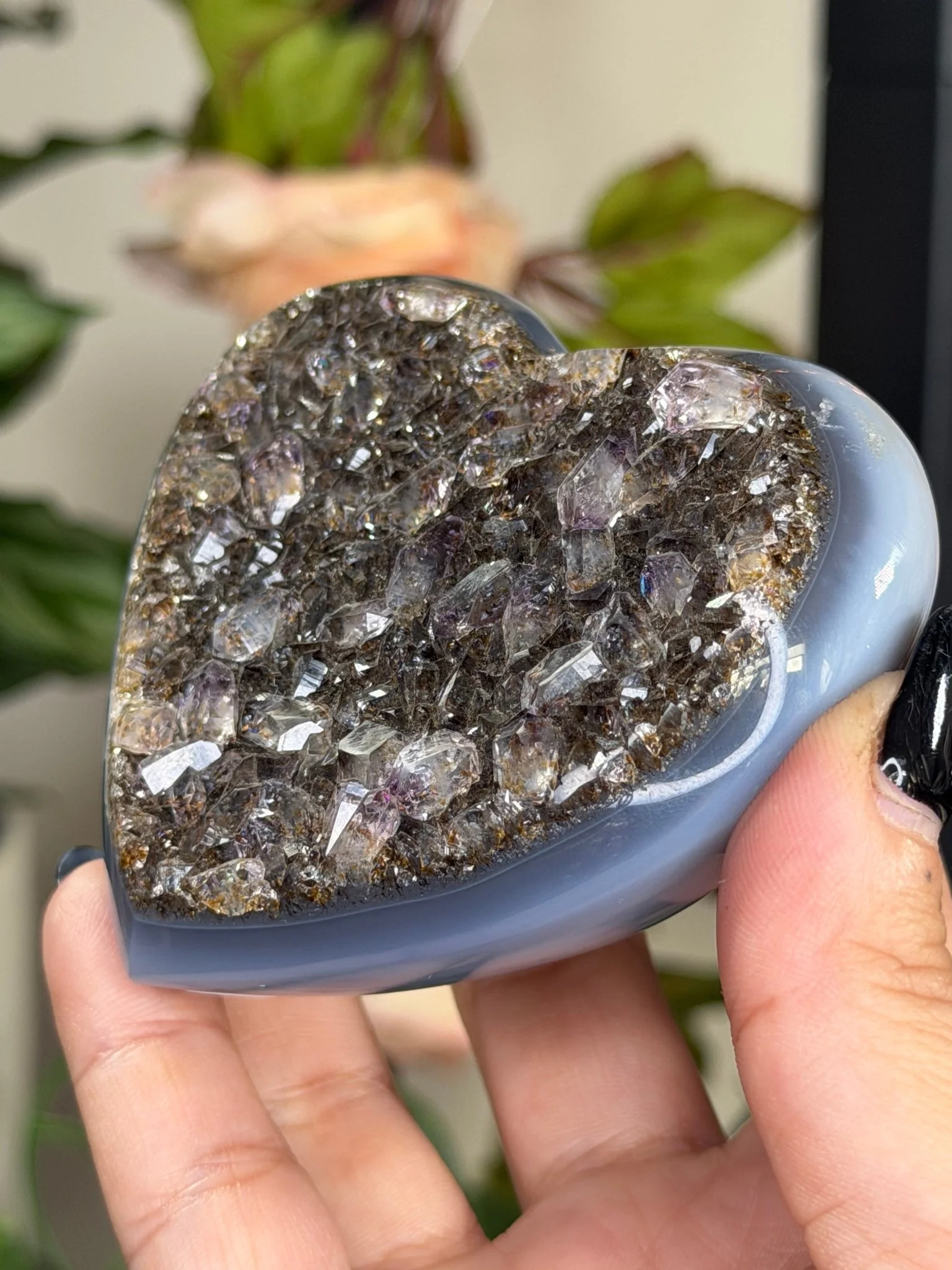 Black Amethyst and Agate Heart | 204g