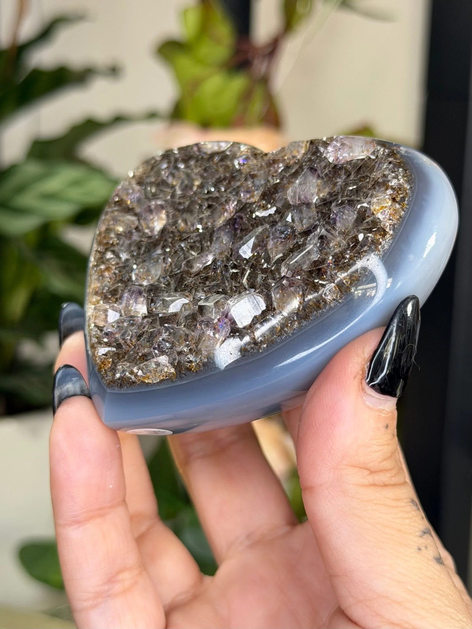 Black Amethyst and Agate Heart | 204g
