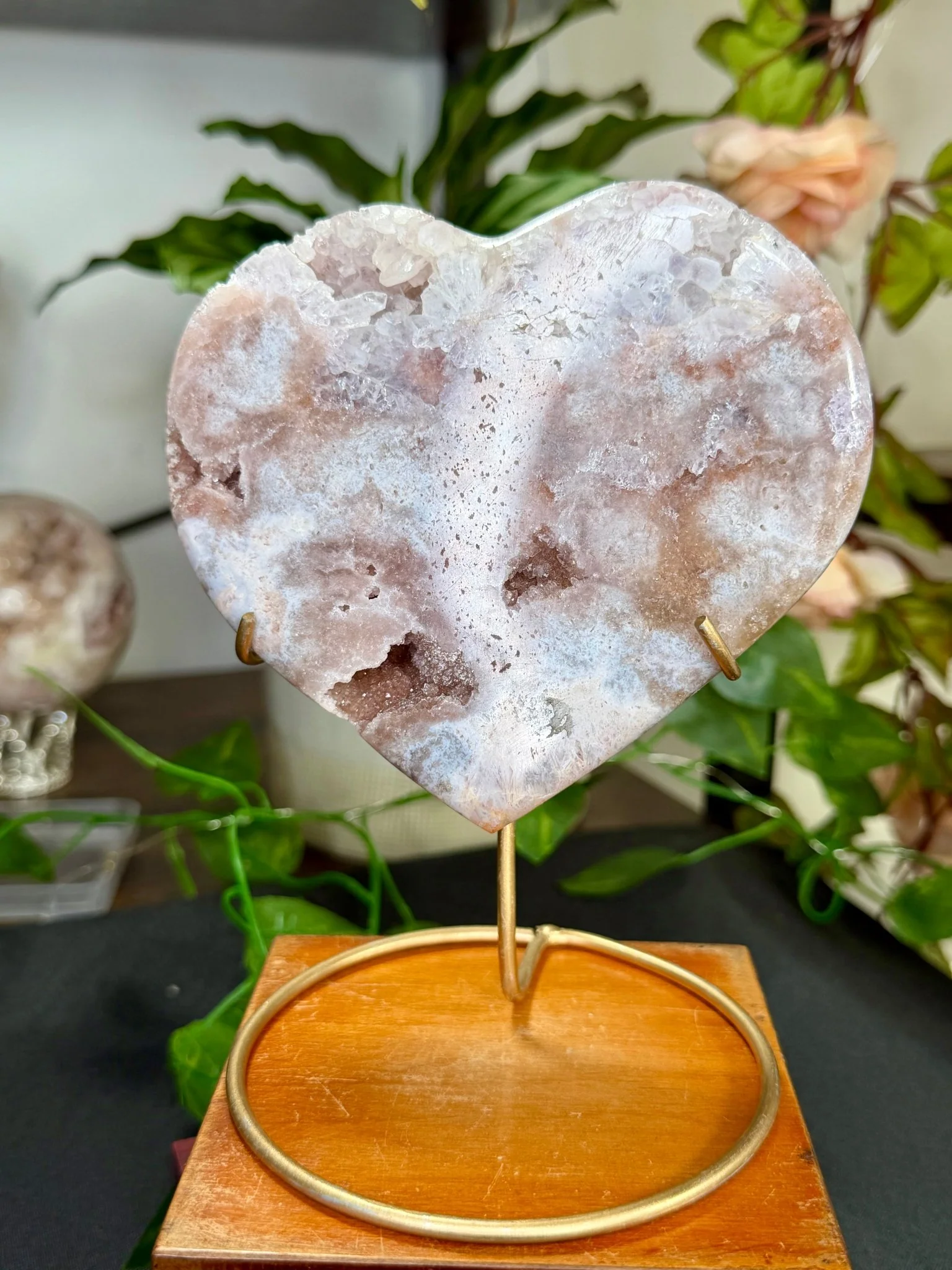 Pink Amethyst Heart on Stand | 462g