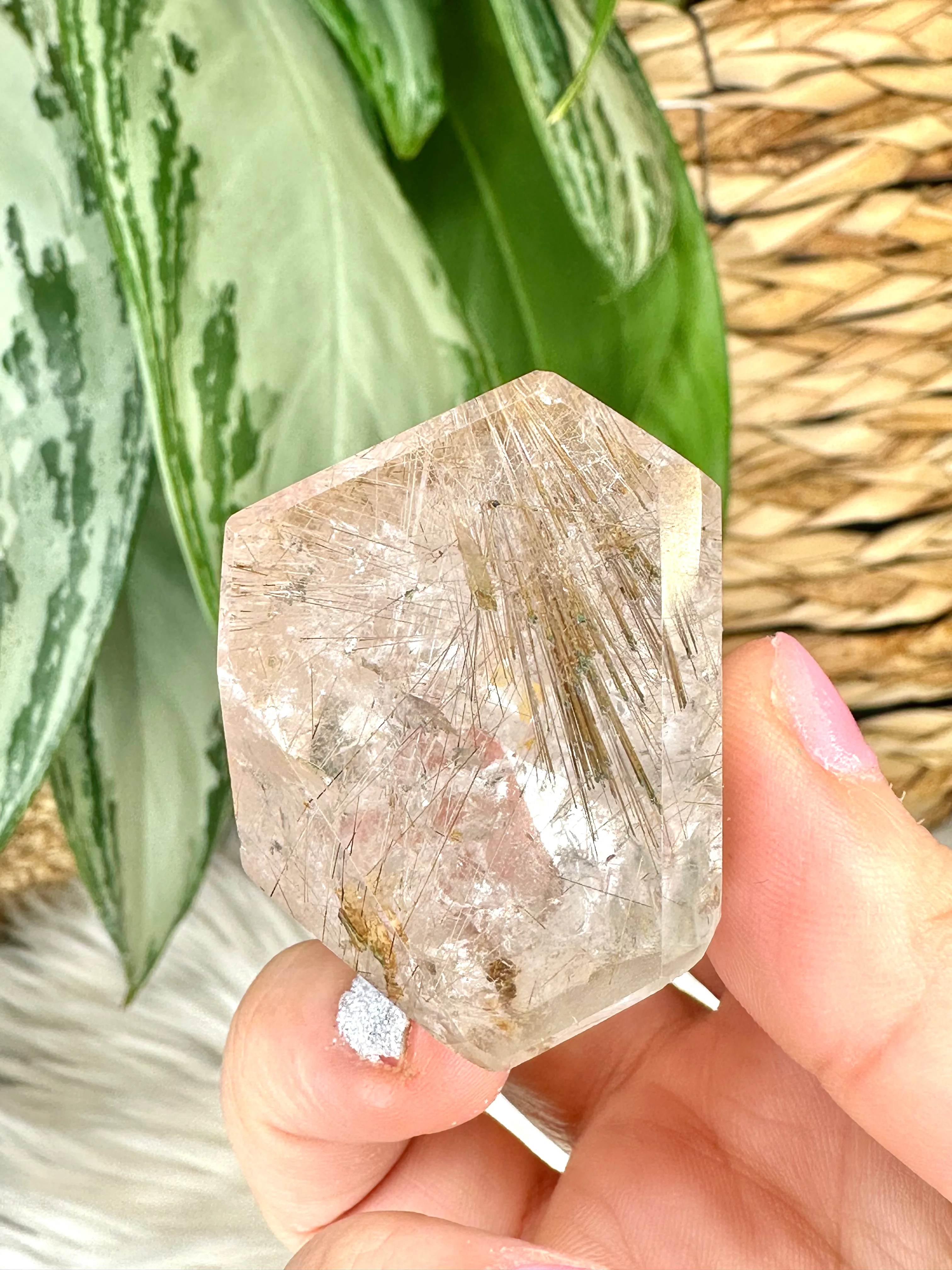Clear Quartz Tower with SILVER & Gold Rutile | 96g | Unusual