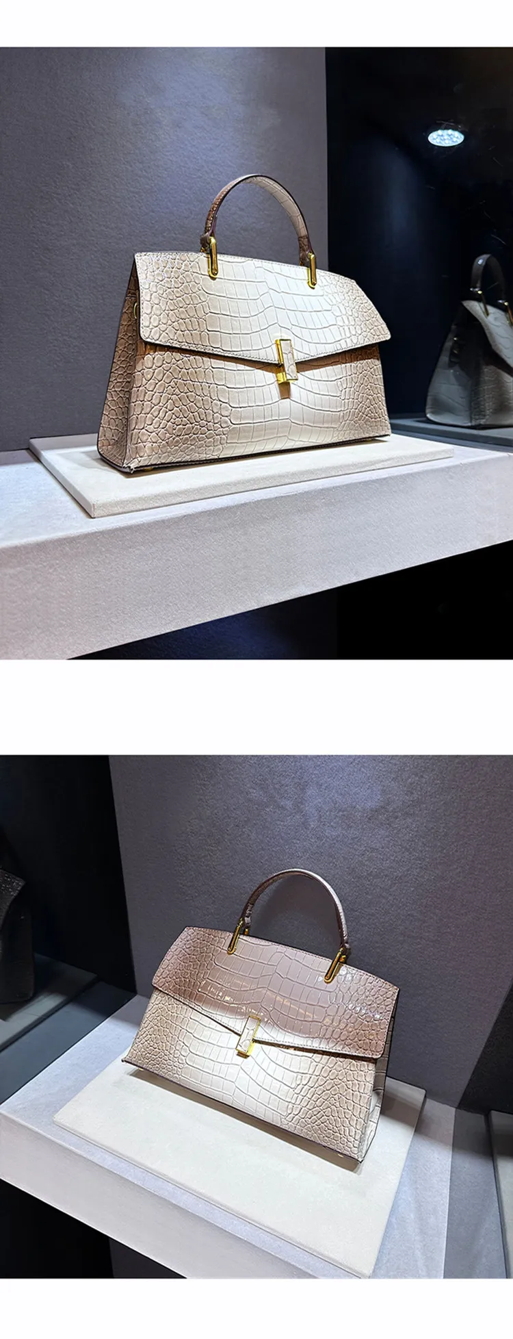 Shell-Shaped Crocodile Pattern Leather Bag �C Luxe Texture, Bold Silhouette