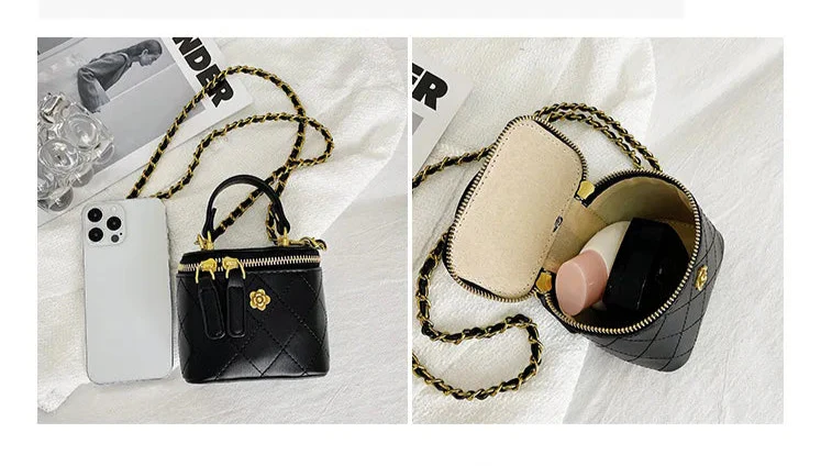 Small Shoulder Bucket Mini Bag Crossbody with Metal Chain �C Trendy and Versatile Handbag