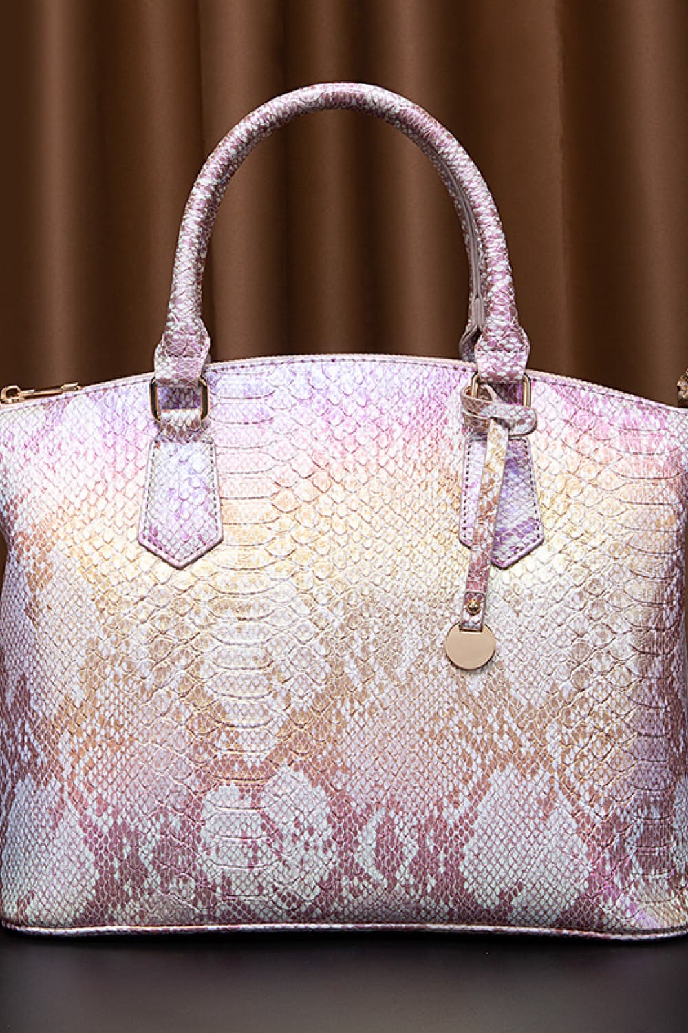 Croc-Effect Structured PU Leather Handbag