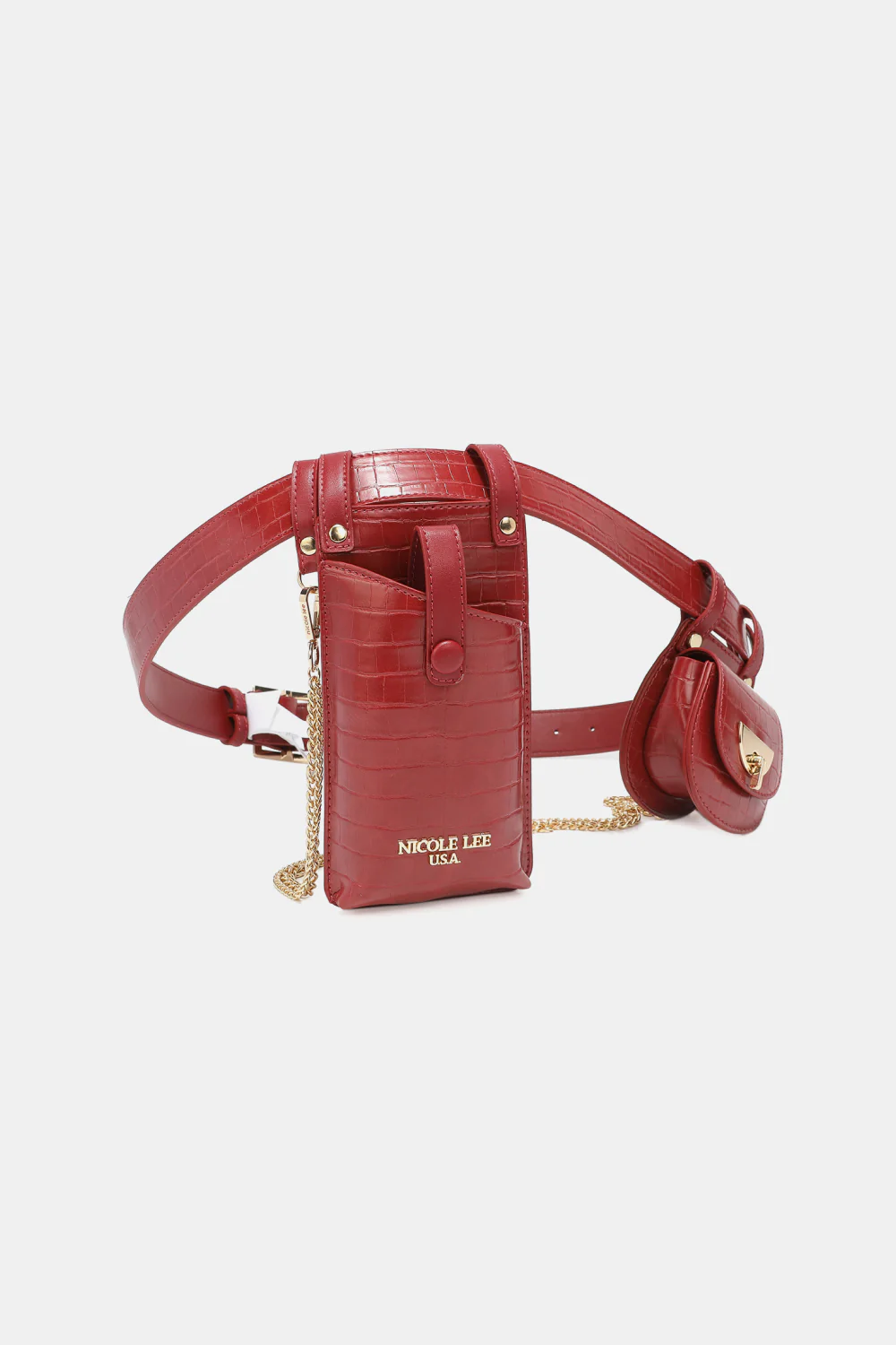 Croc-Effect Faux Leather Belt Bag