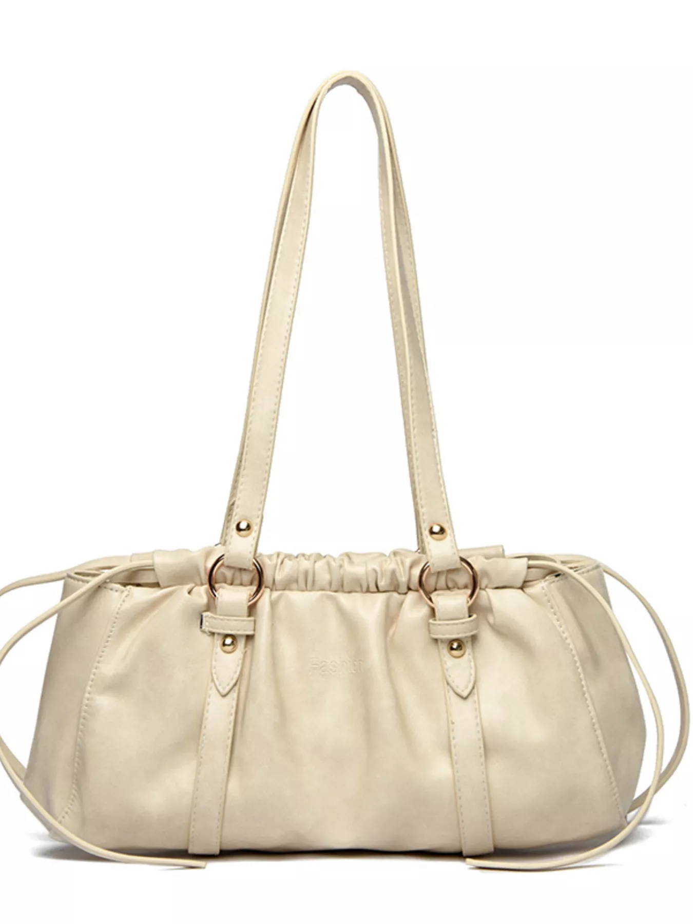 Ruched Leather Shoulder Bag