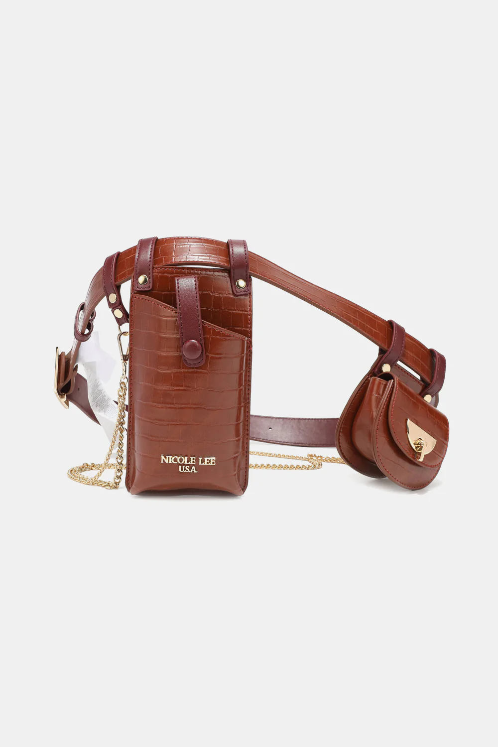 Croc-Effect Faux Leather Belt Bag