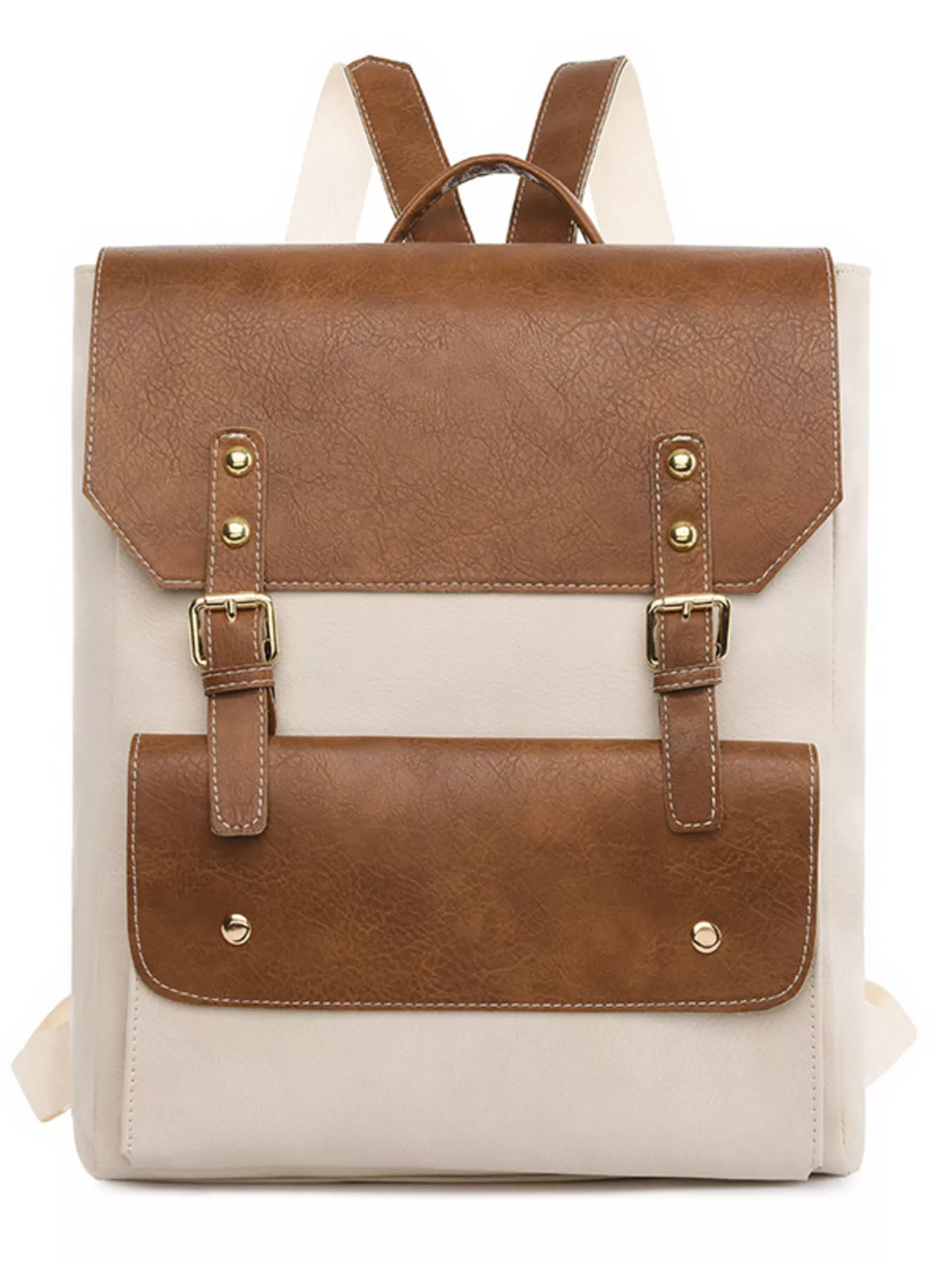 Two Tone Buckle Backpack Bag