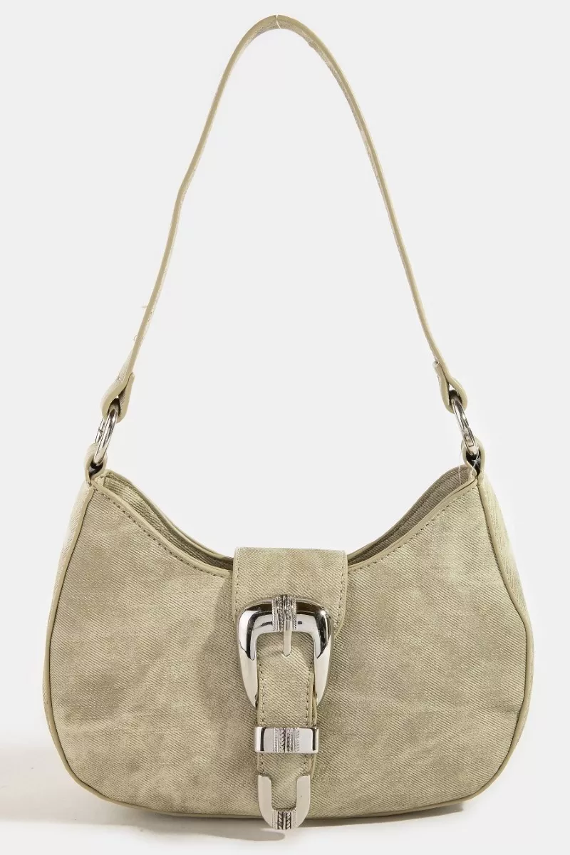 Fame Buckle Detail Hobo Shoulder Bag