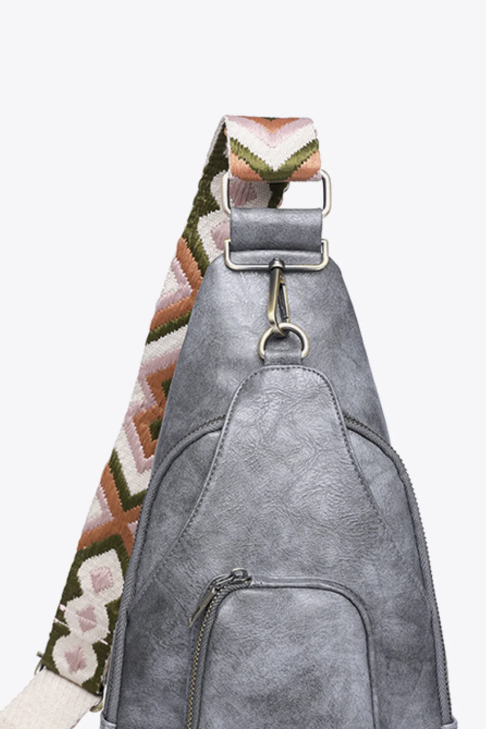 Structured Faux Leather Sling Shoulder Bag