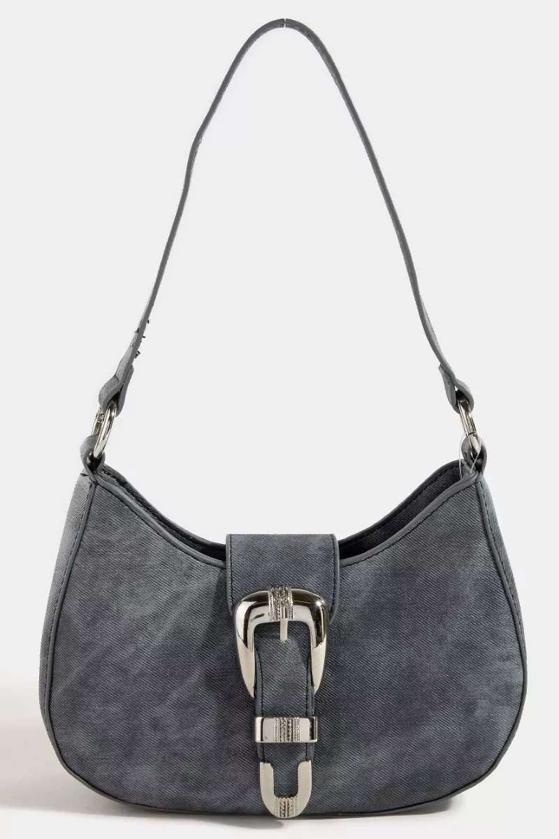 Fame Buckle Detail Hobo Shoulder Bag