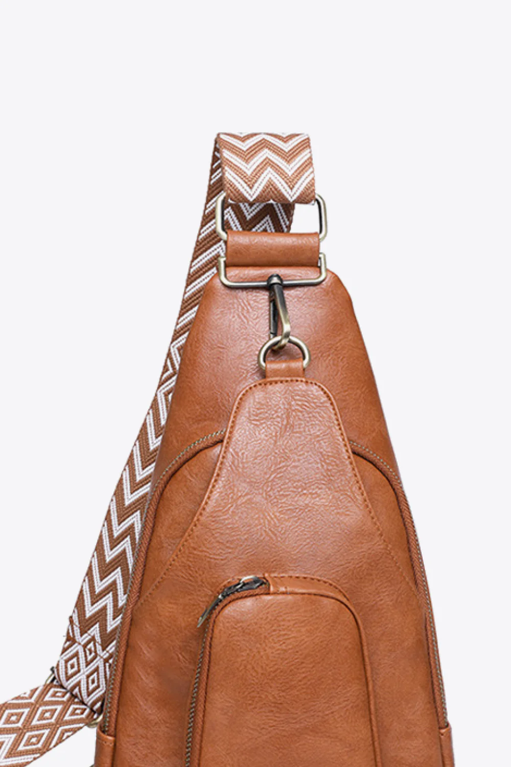 Structured Faux Leather Sling Shoulder Bag