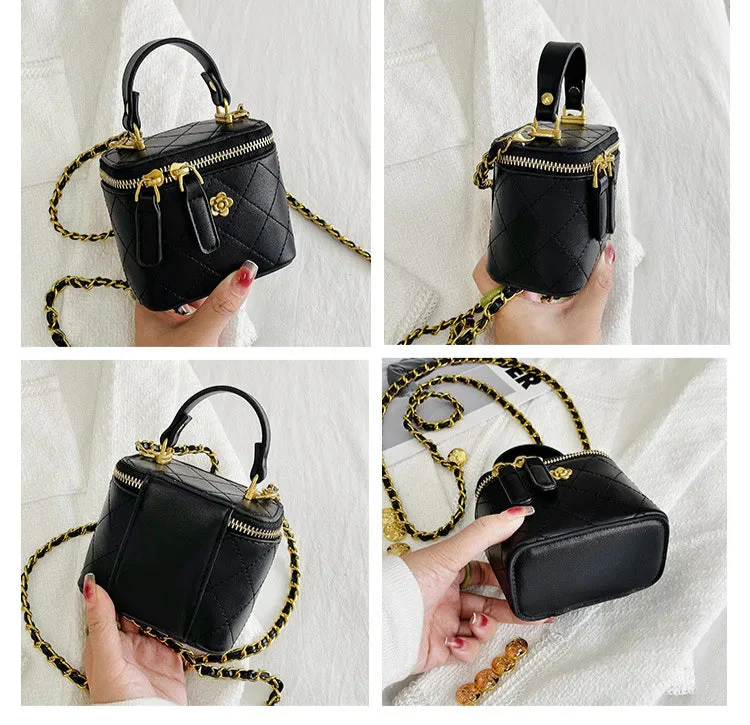 Small Shoulder Bucket Mini Bag Crossbody with Metal Chain �C Trendy and Versatile Handbag
