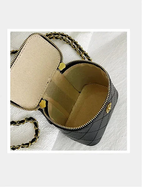 Small Shoulder Bucket Mini Bag Crossbody with Metal Chain �C Trendy and Versatile Handbag