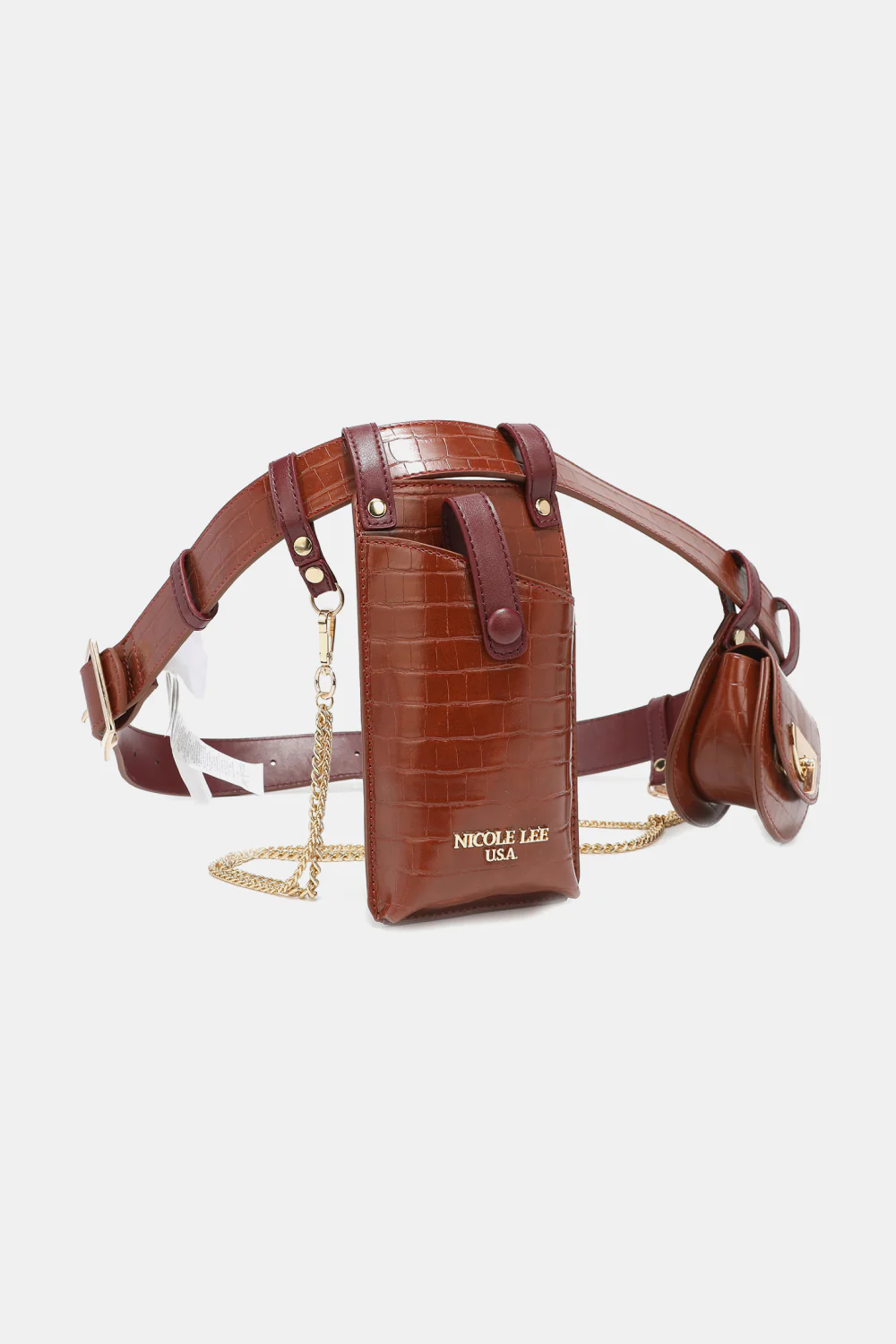 Croc-Effect Faux Leather Belt Bag