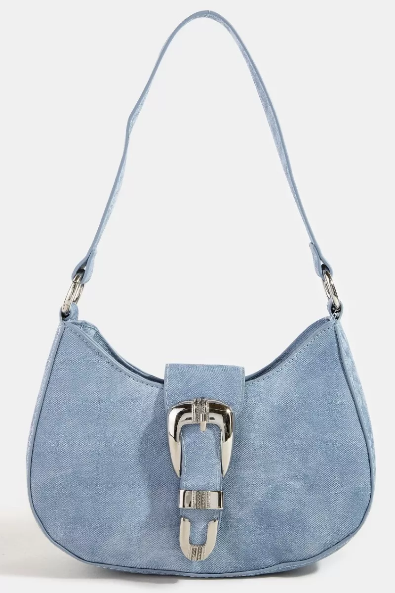 Fame Buckle Detail Hobo Shoulder Bag