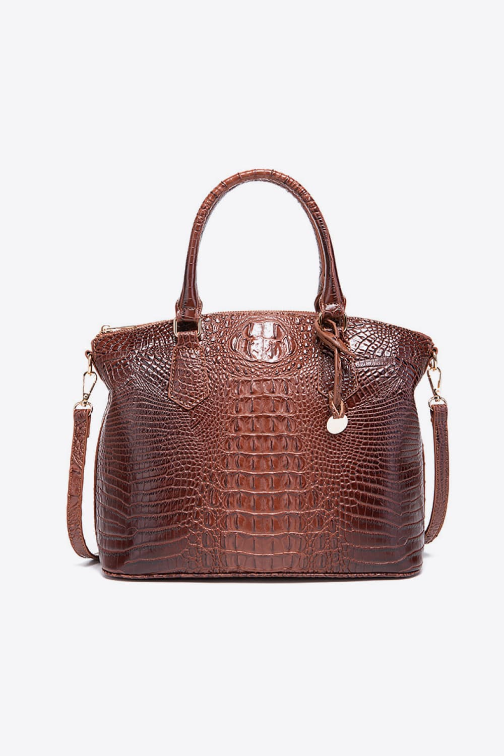 Croc-Effect Structured PU Leather Handbag