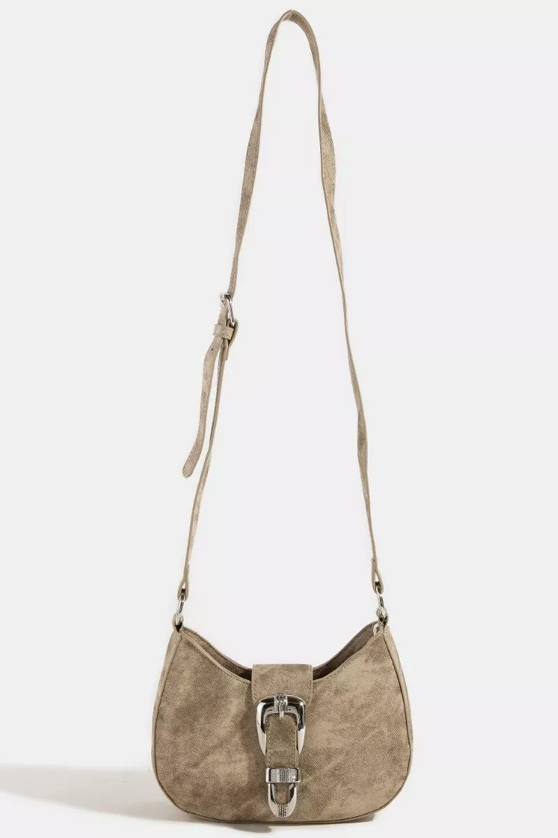 Fame Buckle Detail Hobo Shoulder Bag