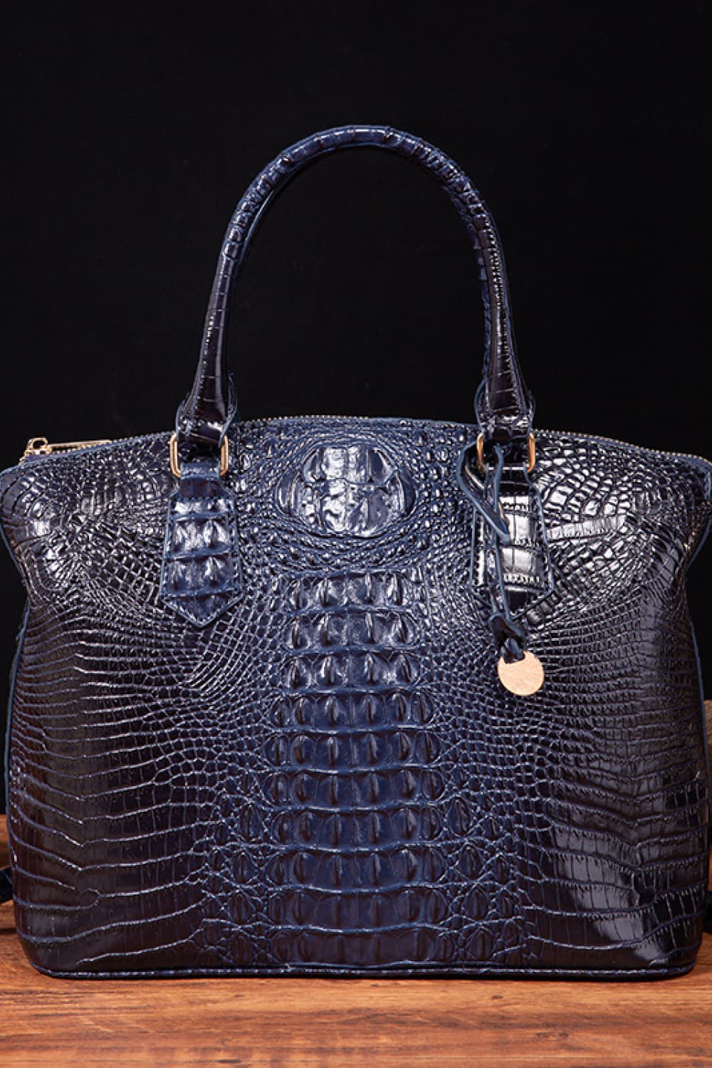 Croc-Effect Structured PU Leather Handbag