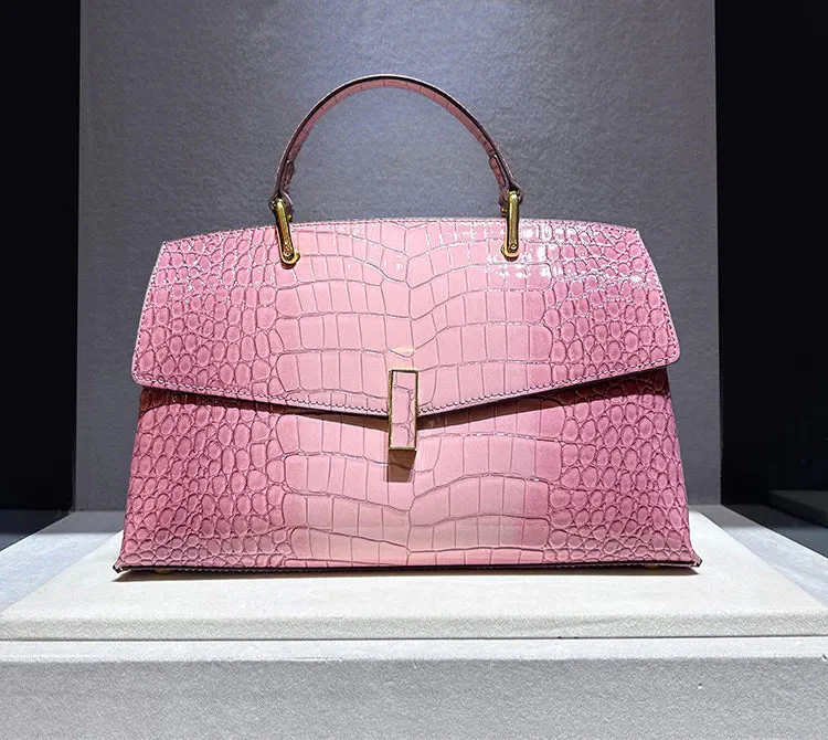 Shell-Shaped Crocodile Pattern Leather Bag �C Luxe Texture, Bold Silhouette