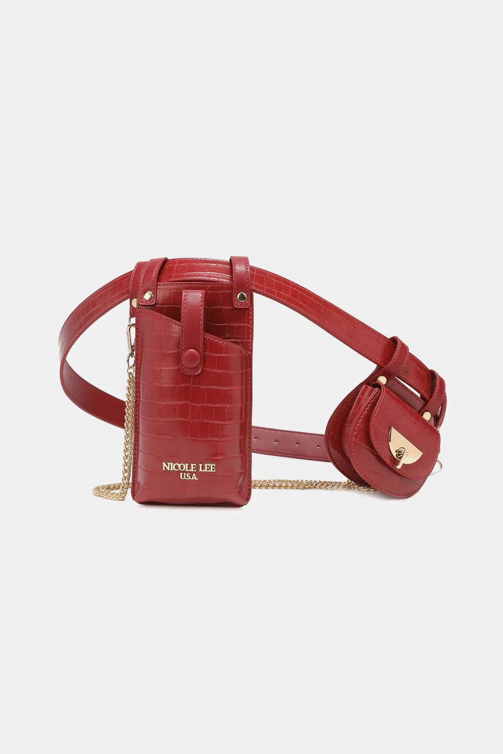 Croc-Effect Faux Leather Belt Bag
