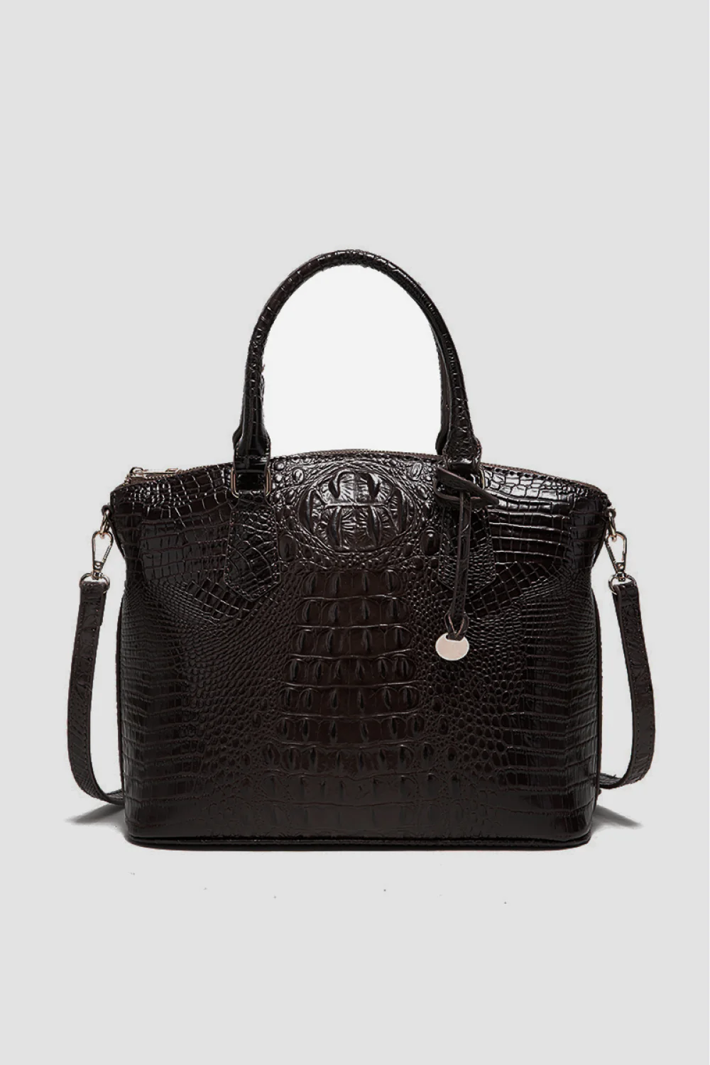 Croc-Effect Structured PU Leather Handbag