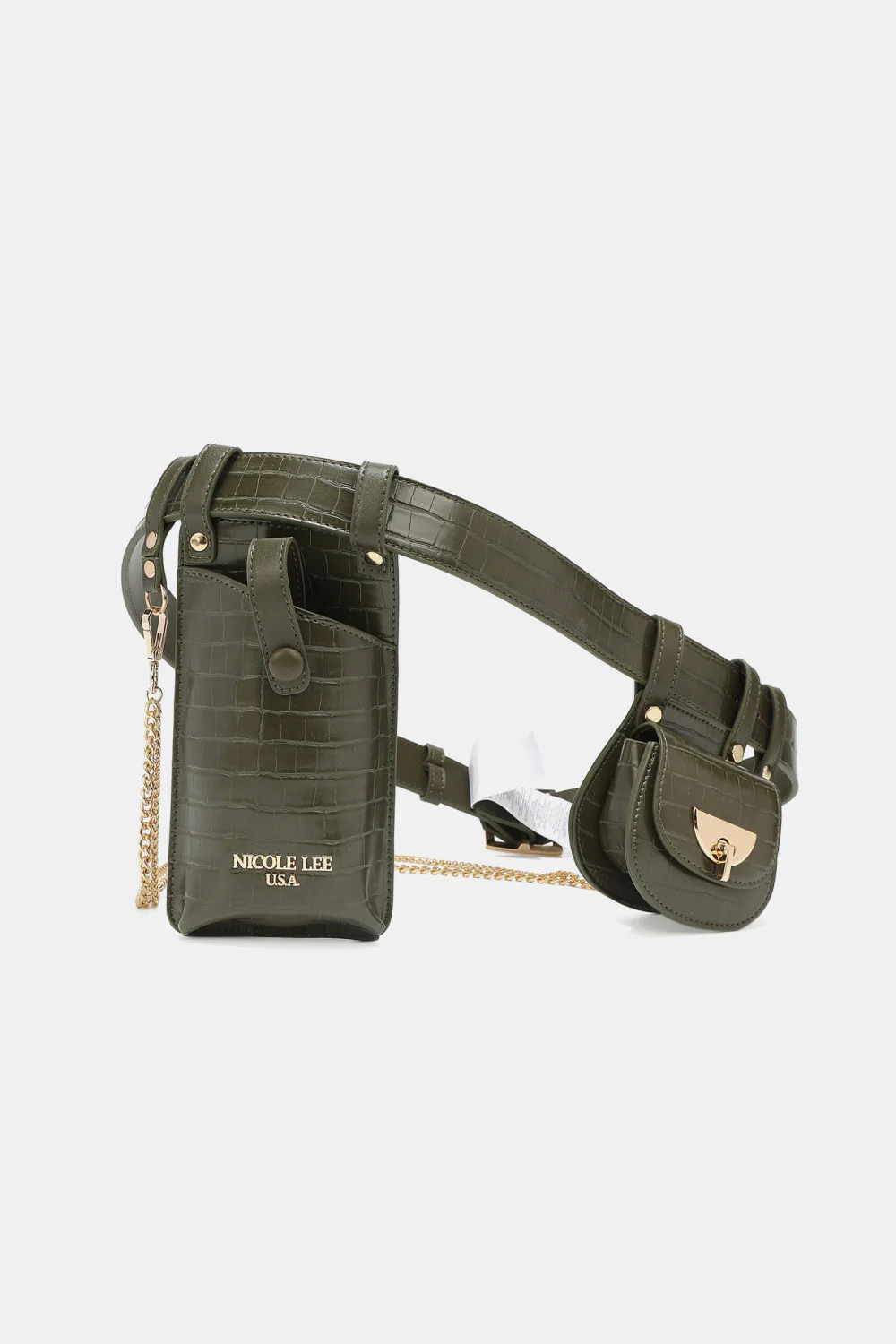 Croc-Effect Faux Leather Belt Bag