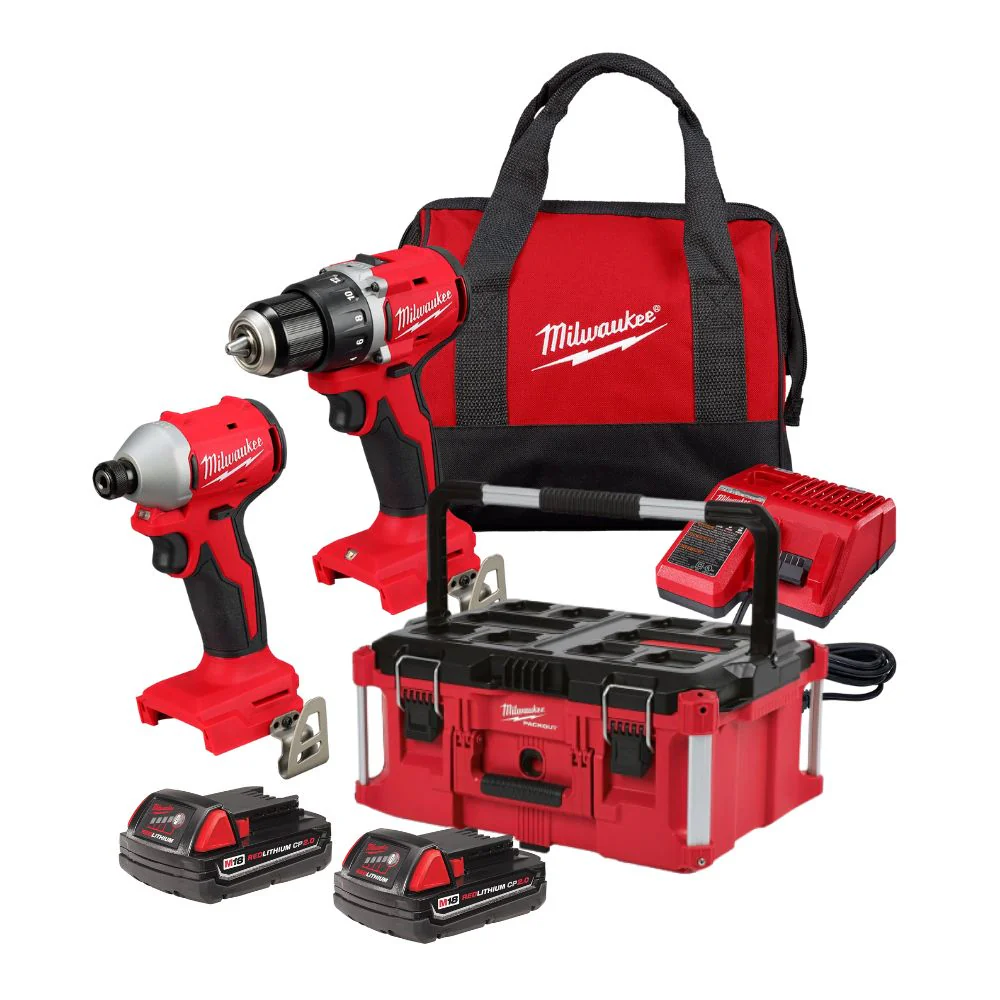 Kit 2 herramientas sin escobillas M18 Milwaukee 3692-22CT + Caja para Herramientas Packout Milwaukee 48-22-8425