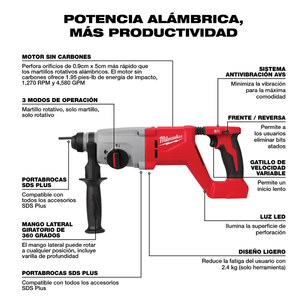 Rotomartillo Demoledor con mango en D SDS Plus 1