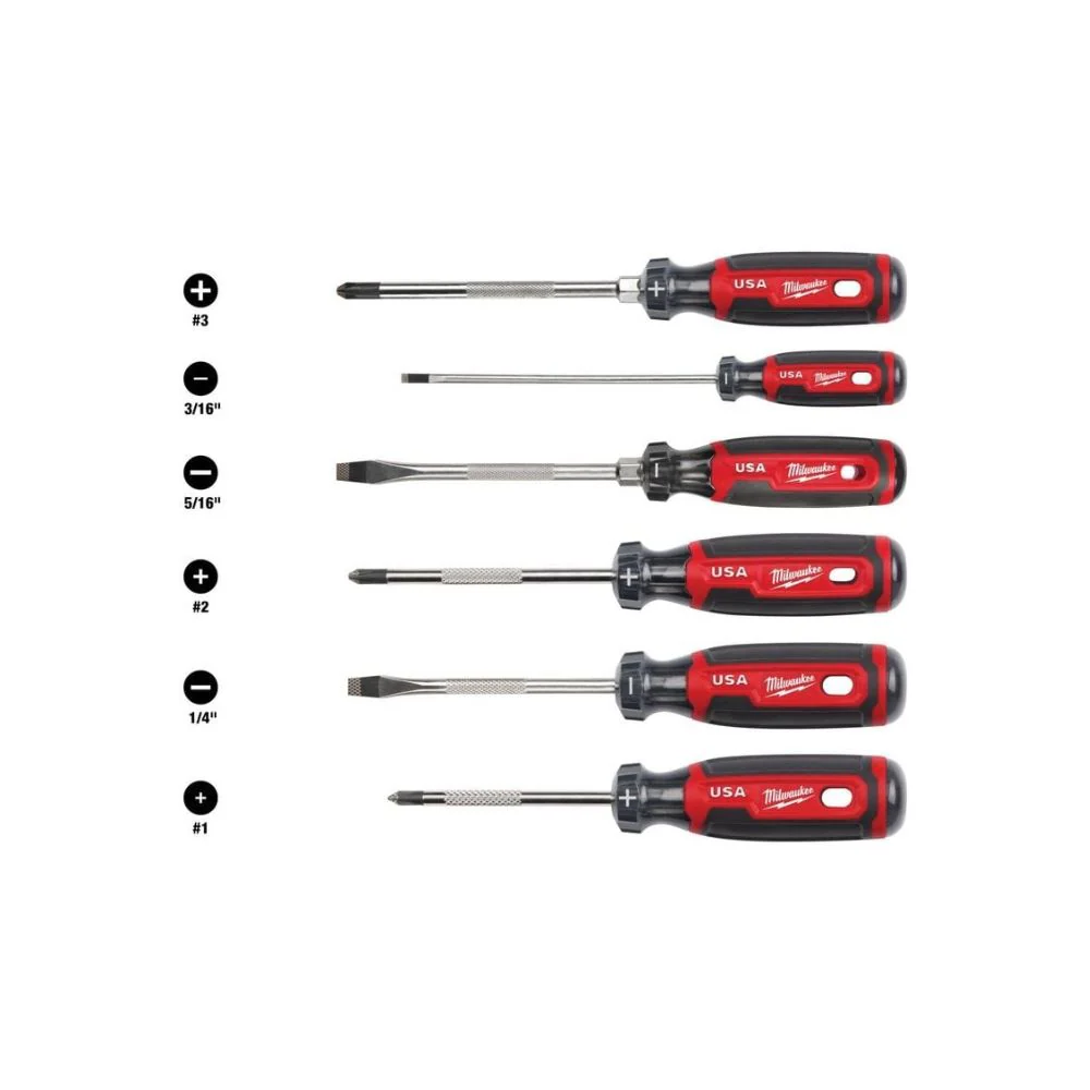 Destornilladores con empu?adura acolchonada (EE. UU.) 6pzs. Milwaukee MT200-6