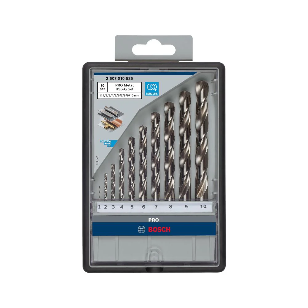 Juego Brocas HSS-G para Metal 1-10mm 10pzs. Bosch 2607010535