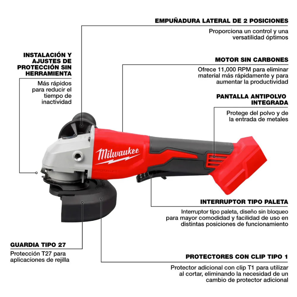 Esmeril m18 brushless de disco 4 1/2 milwaukee? M18? de corte 4-1/2 a 5 pulgadas 2686-20