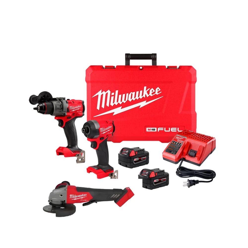 Combo Rotomartillo + Atornillador + Esmeriladora Milwaukee P3697-2880