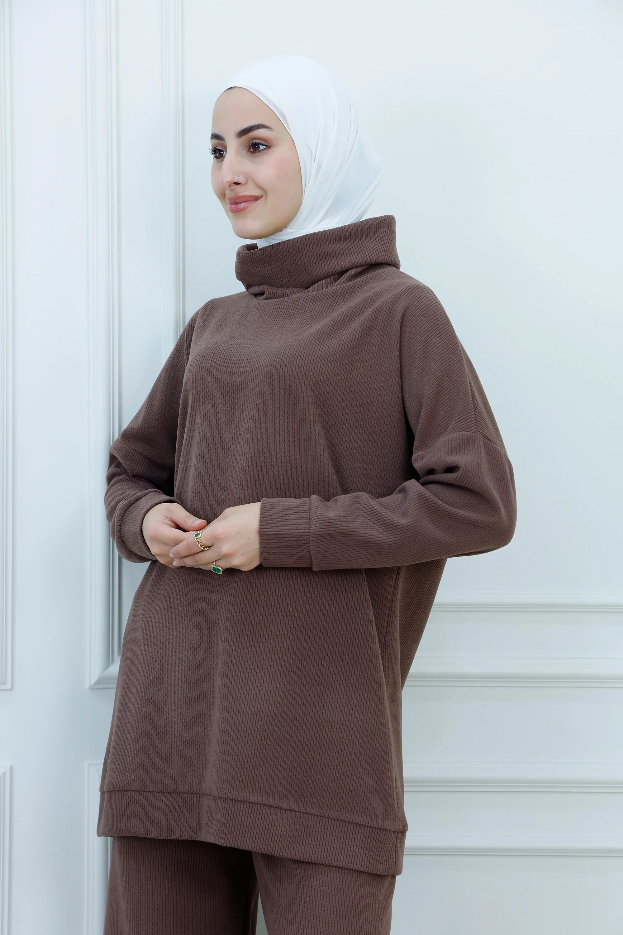 Ribbed Turtleneck Suit �C Modest Fit