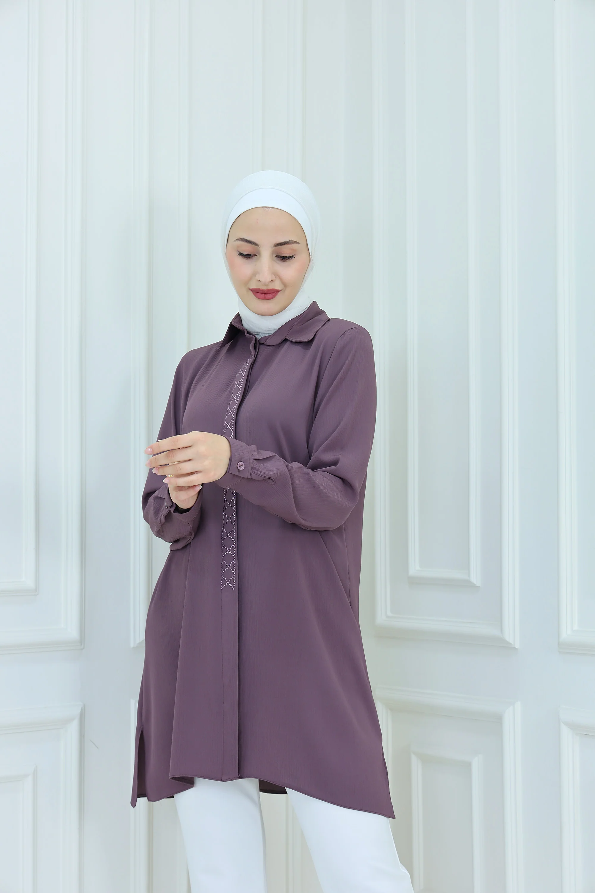 Embellished Front Modest Tunic