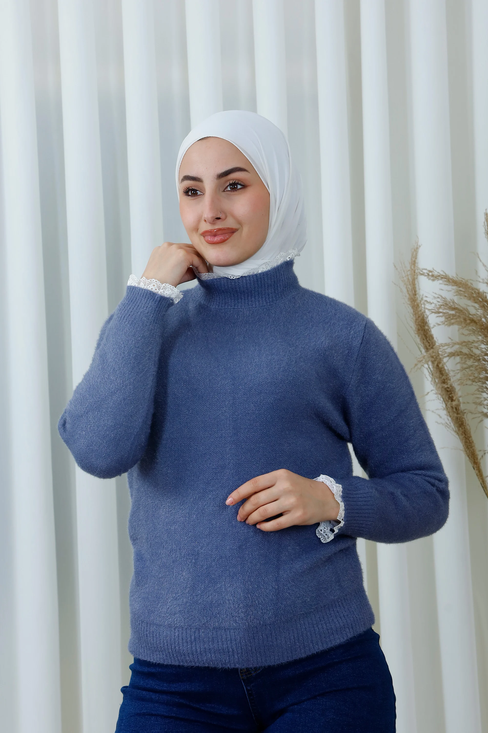 Soft High-Neck Knit Sweater