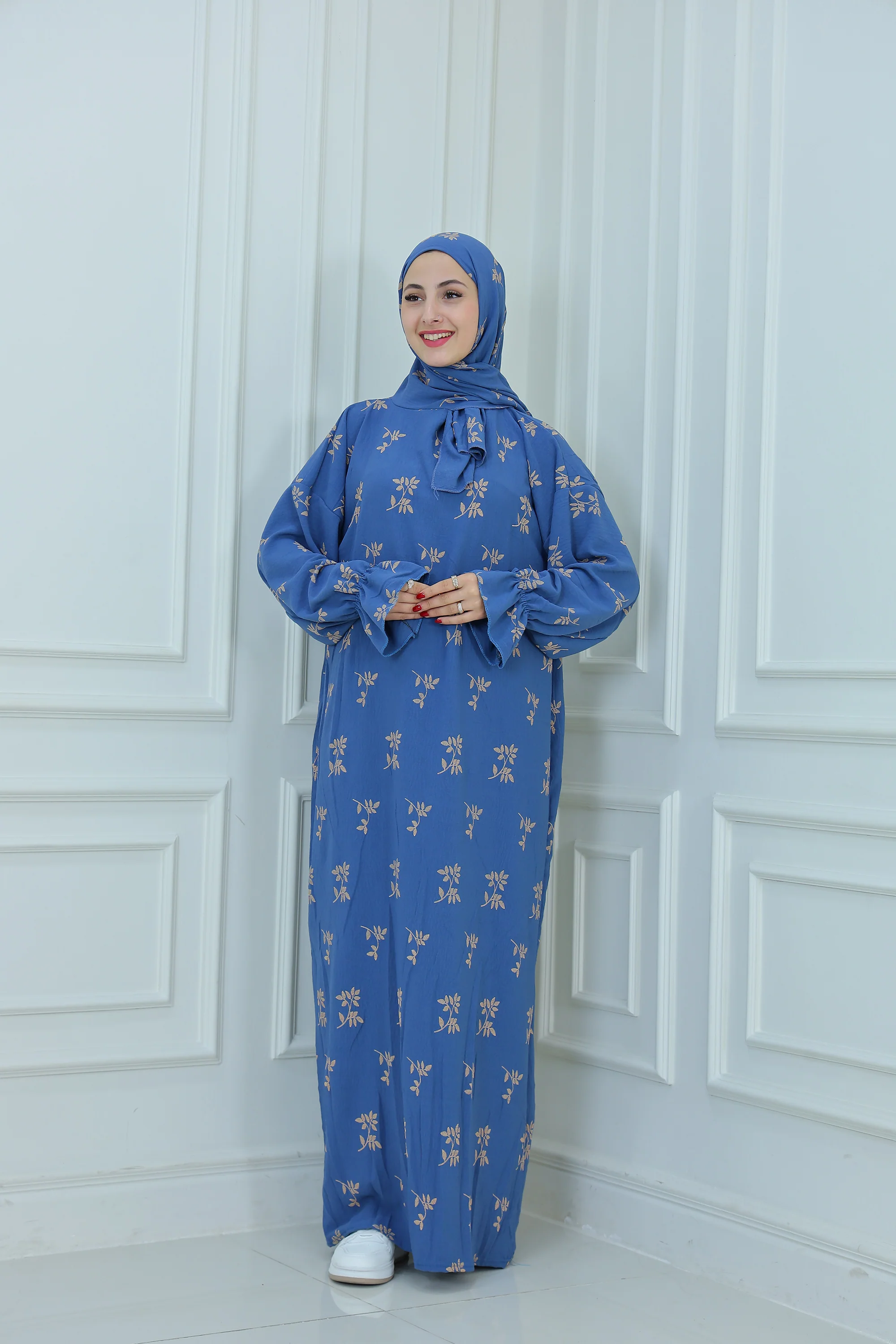 Leaf Embroidered Abaya with Hijab