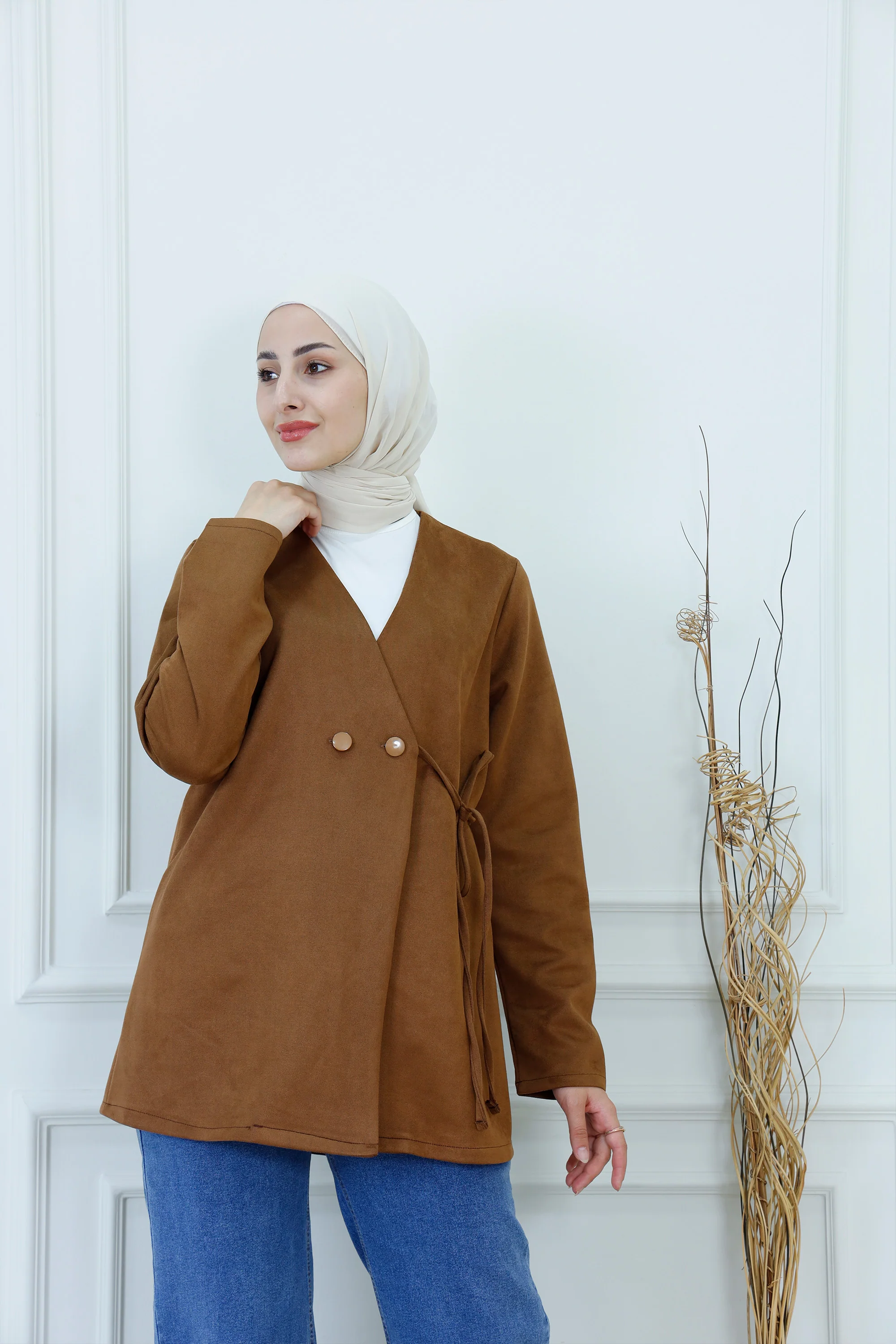 Chic Tailored Wrap-Front Short Jacket