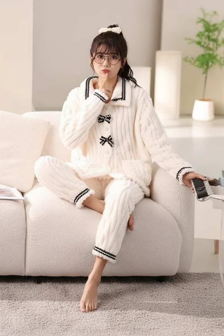 Plush-Fleece Button-Up Pajama