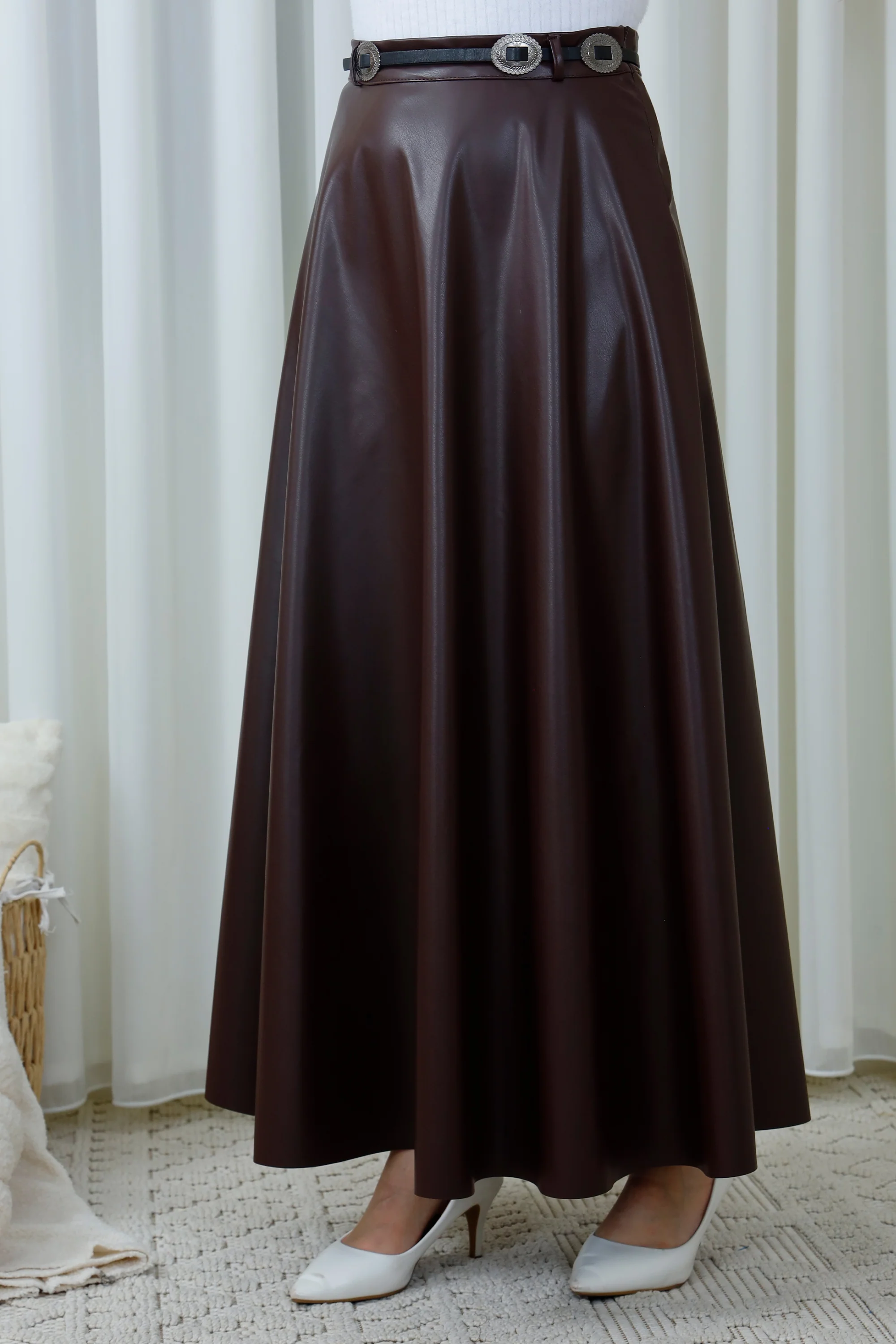 Flared Skirt with Decorative Belt