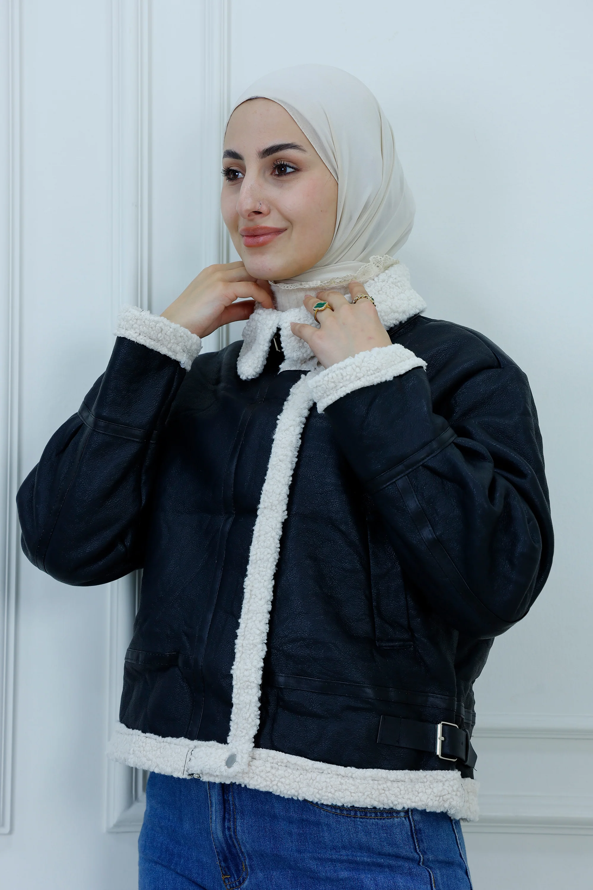 Women's Shearling-Lined Leather Jacket