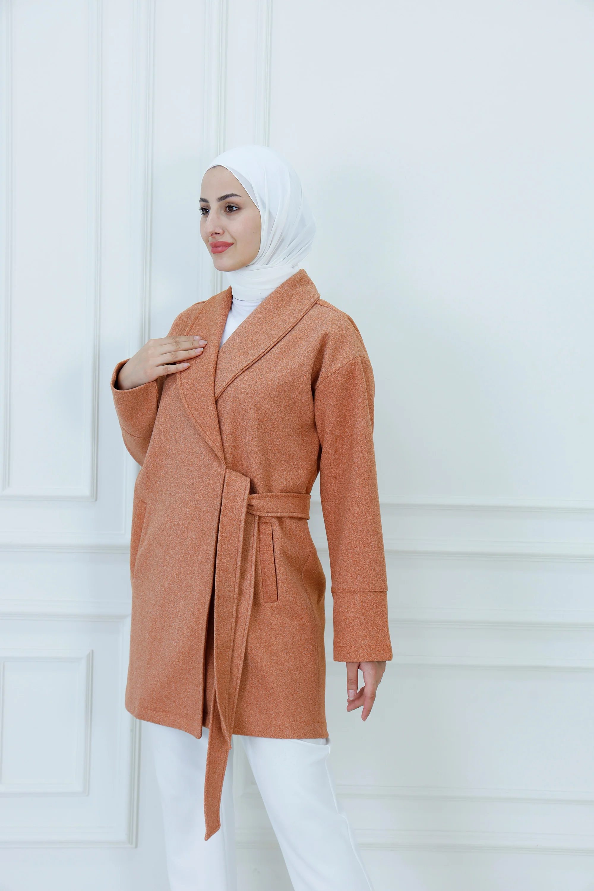 Textured Wrap Jacket with Belt