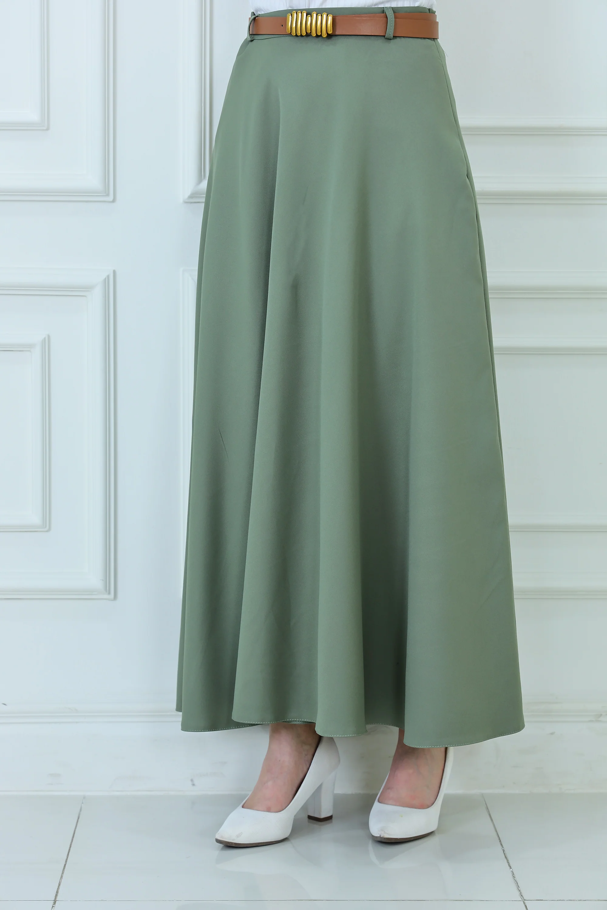 A-Line Maxi Skirt with Belt