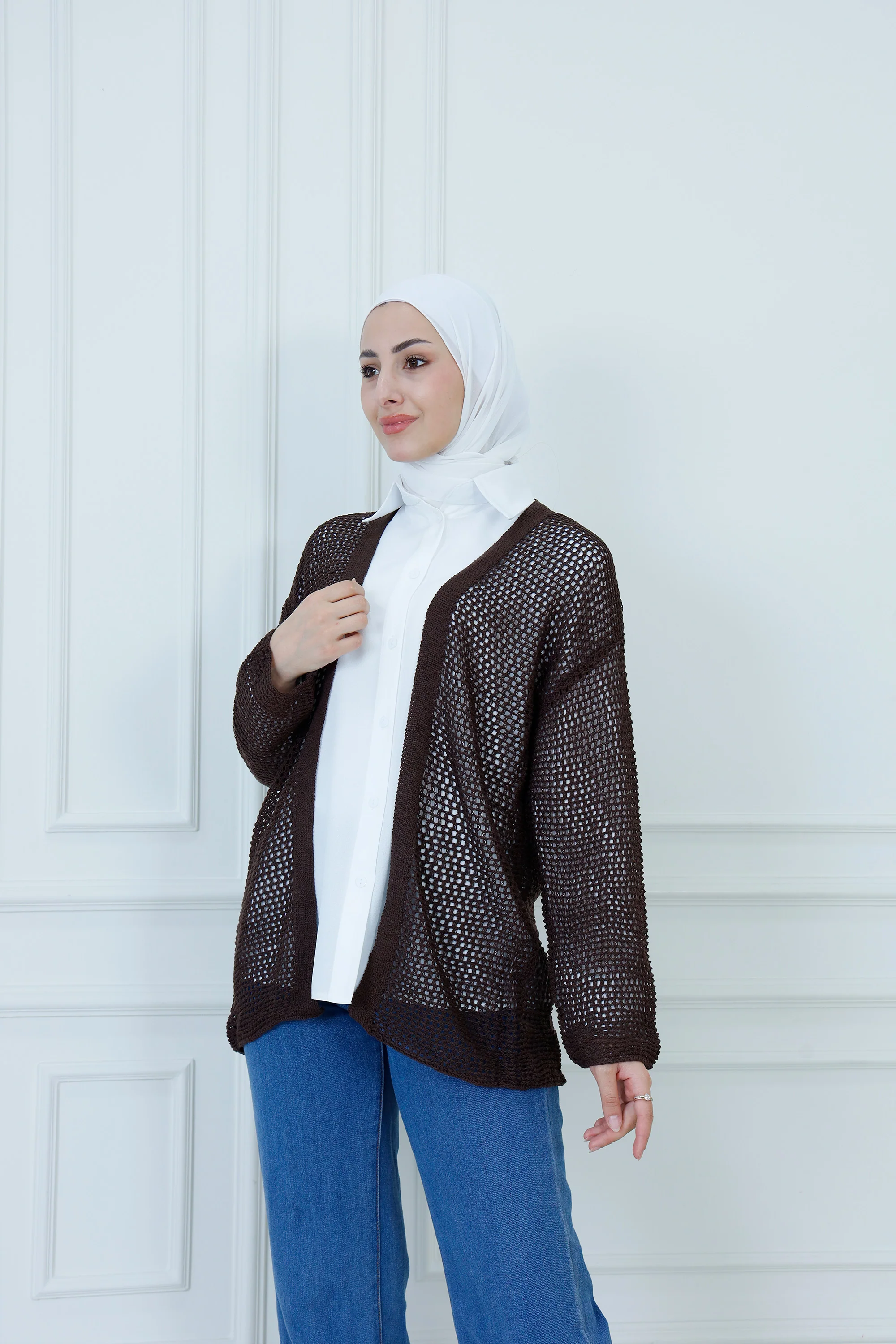 Open-Knit Cardigan with Tie Waist