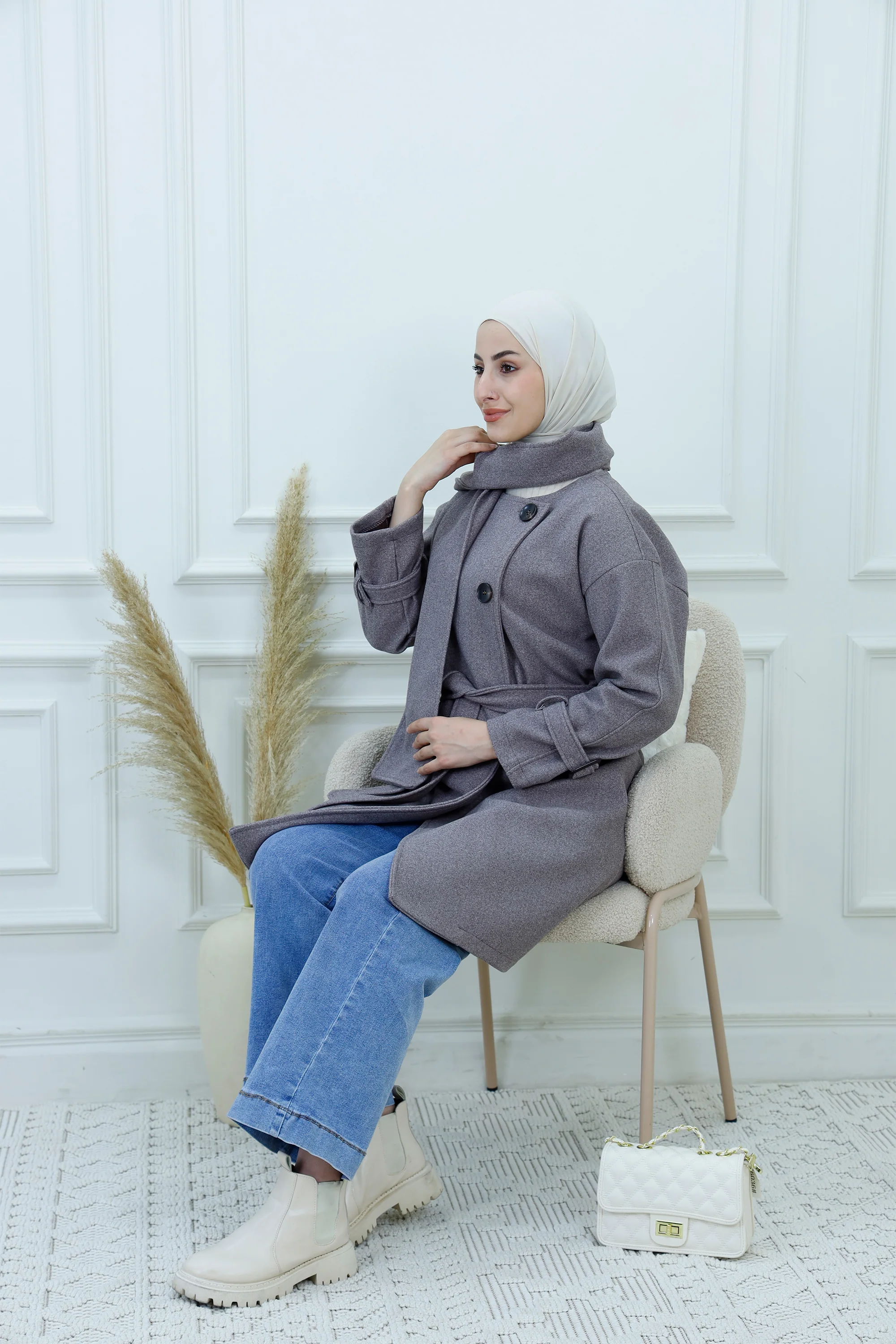 Women's Belted Jacket with Scarf