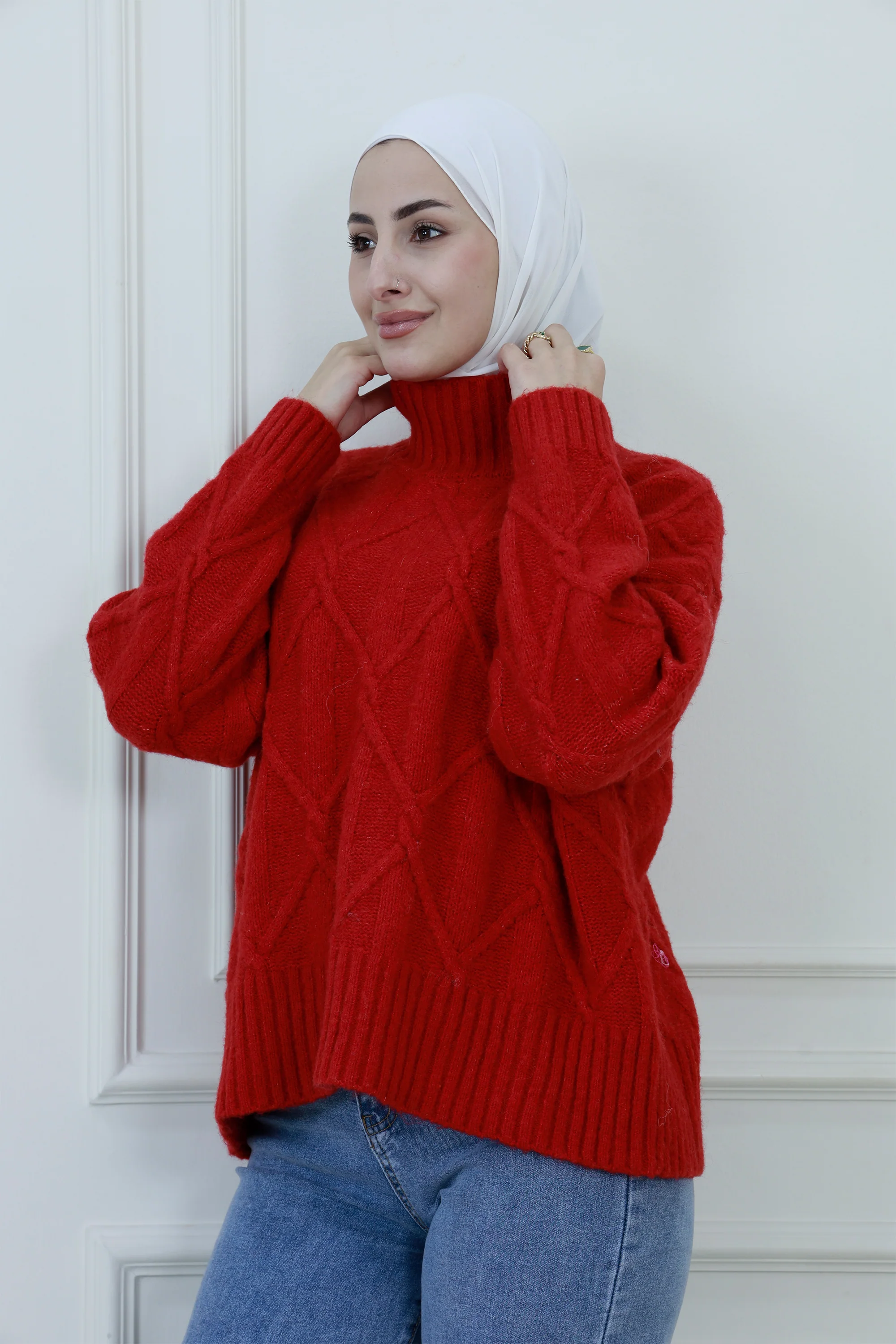 Women��s Textured Knit Sweater �C Turtleneck Style